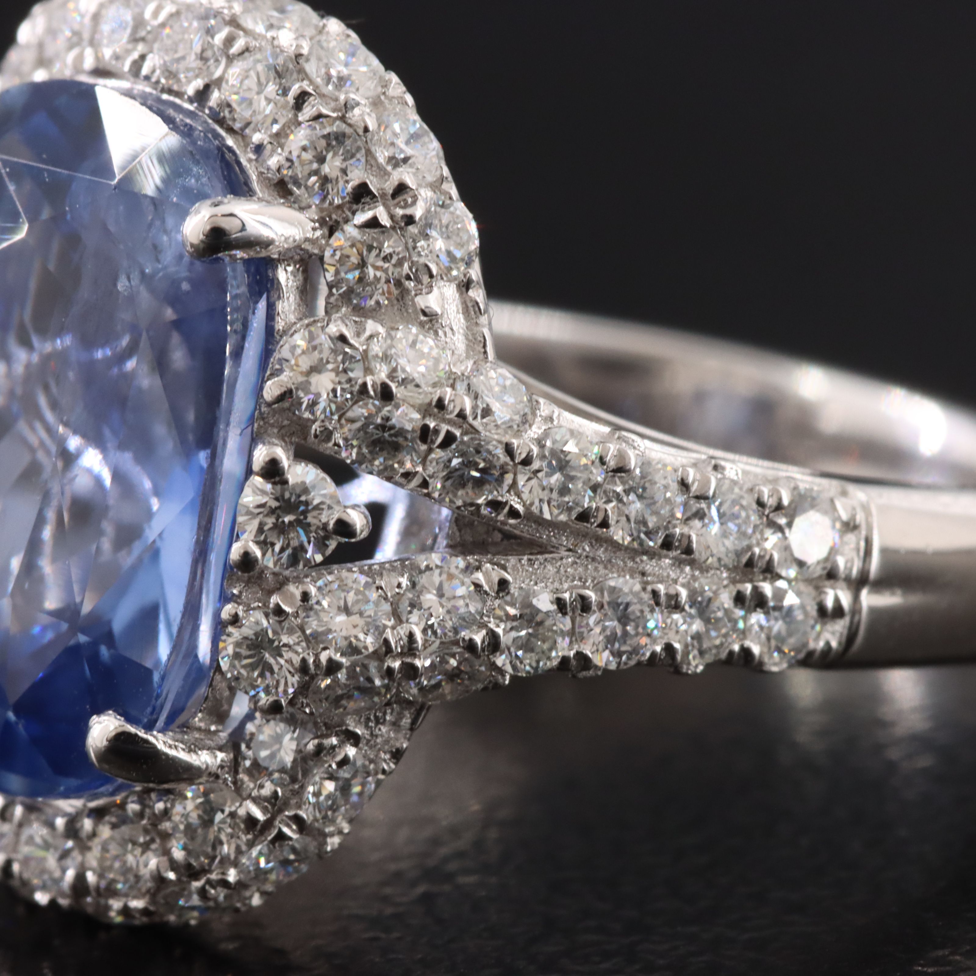 Oscar Friedman Platinum 8.02 CT Ceylon Sapphire and Diamond Ring with GIA Report
