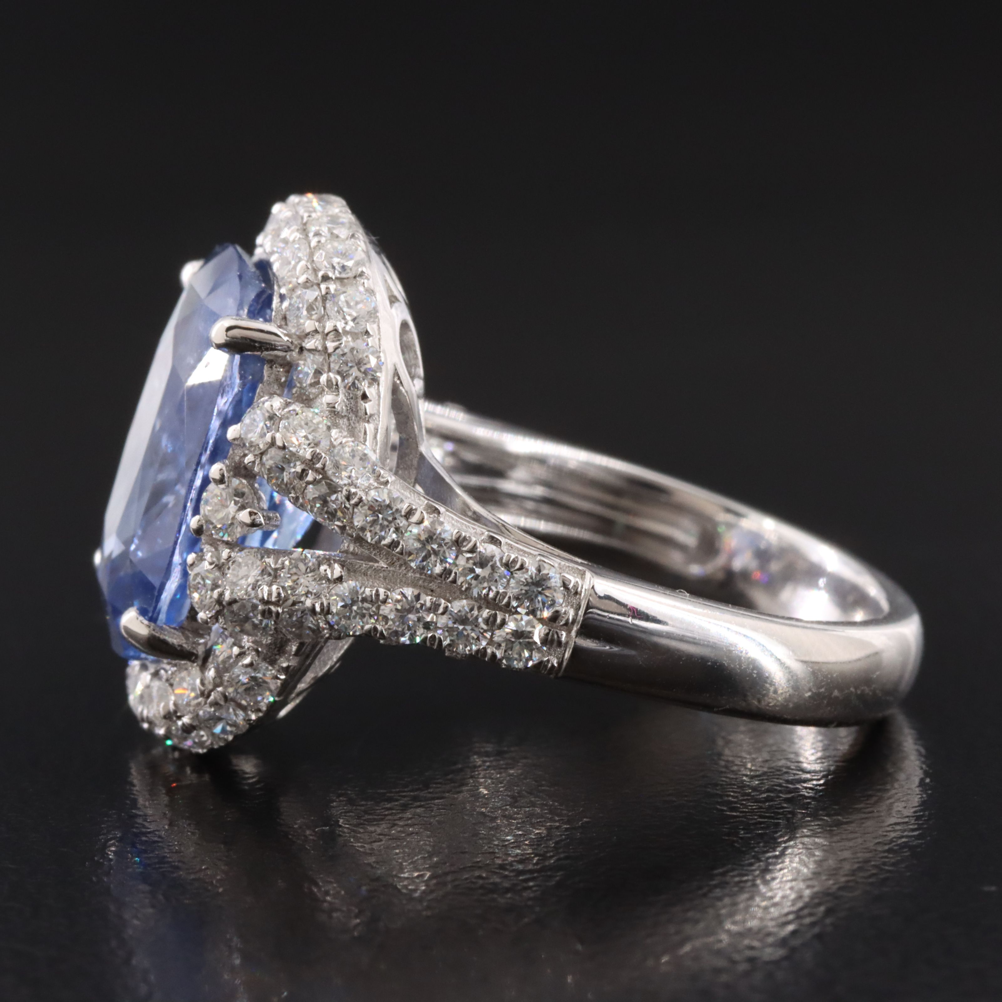 Oscar Friedman Platinum 8.02 CT Ceylon Sapphire and Diamond Ring with GIA Report