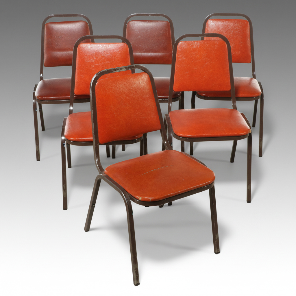 Vintage Falcon Products  Metal and Vinyl Stacking Chairs