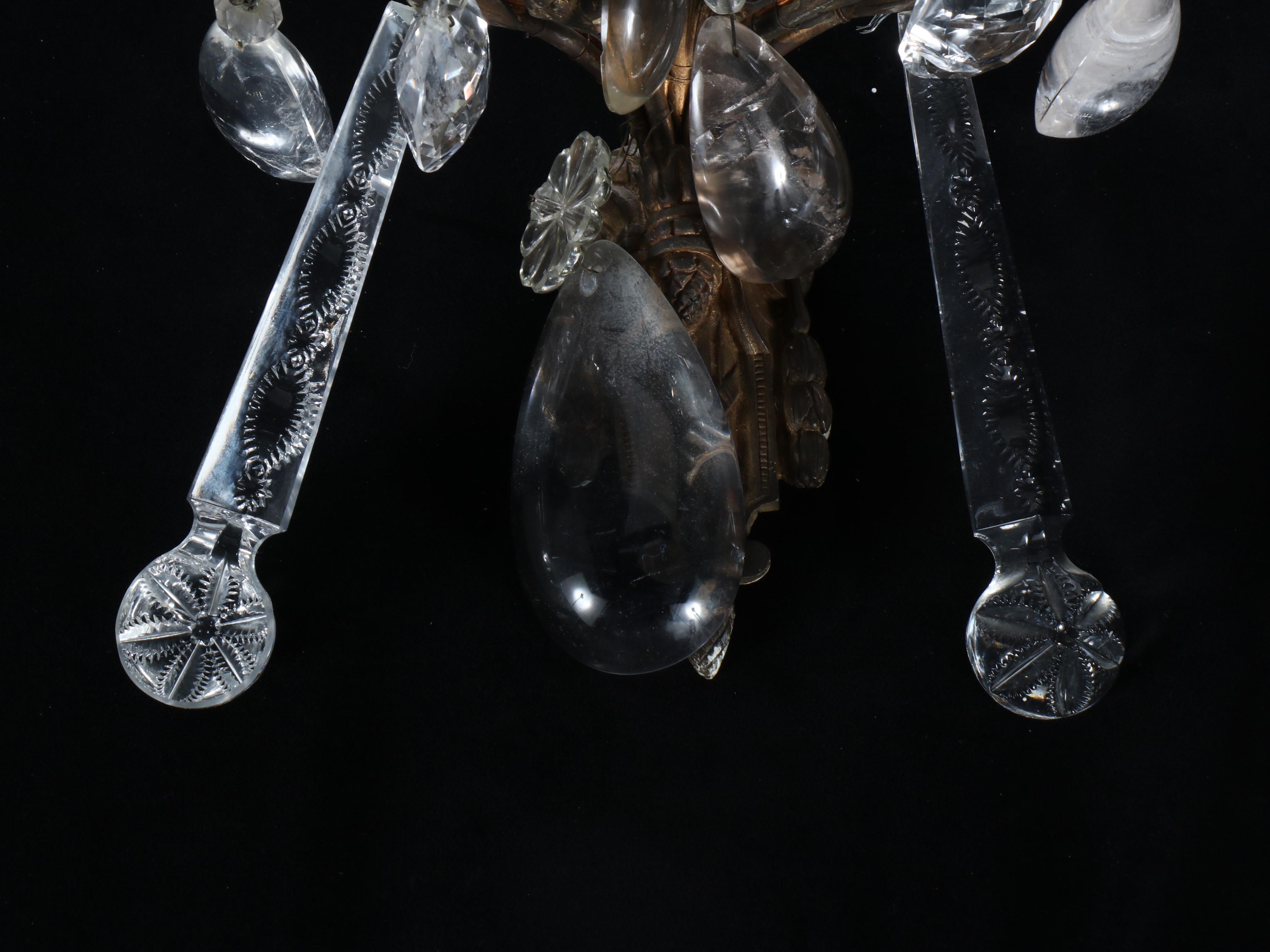 Maison Baguès Style Five-Arm Cut Rock Crystal Sconces