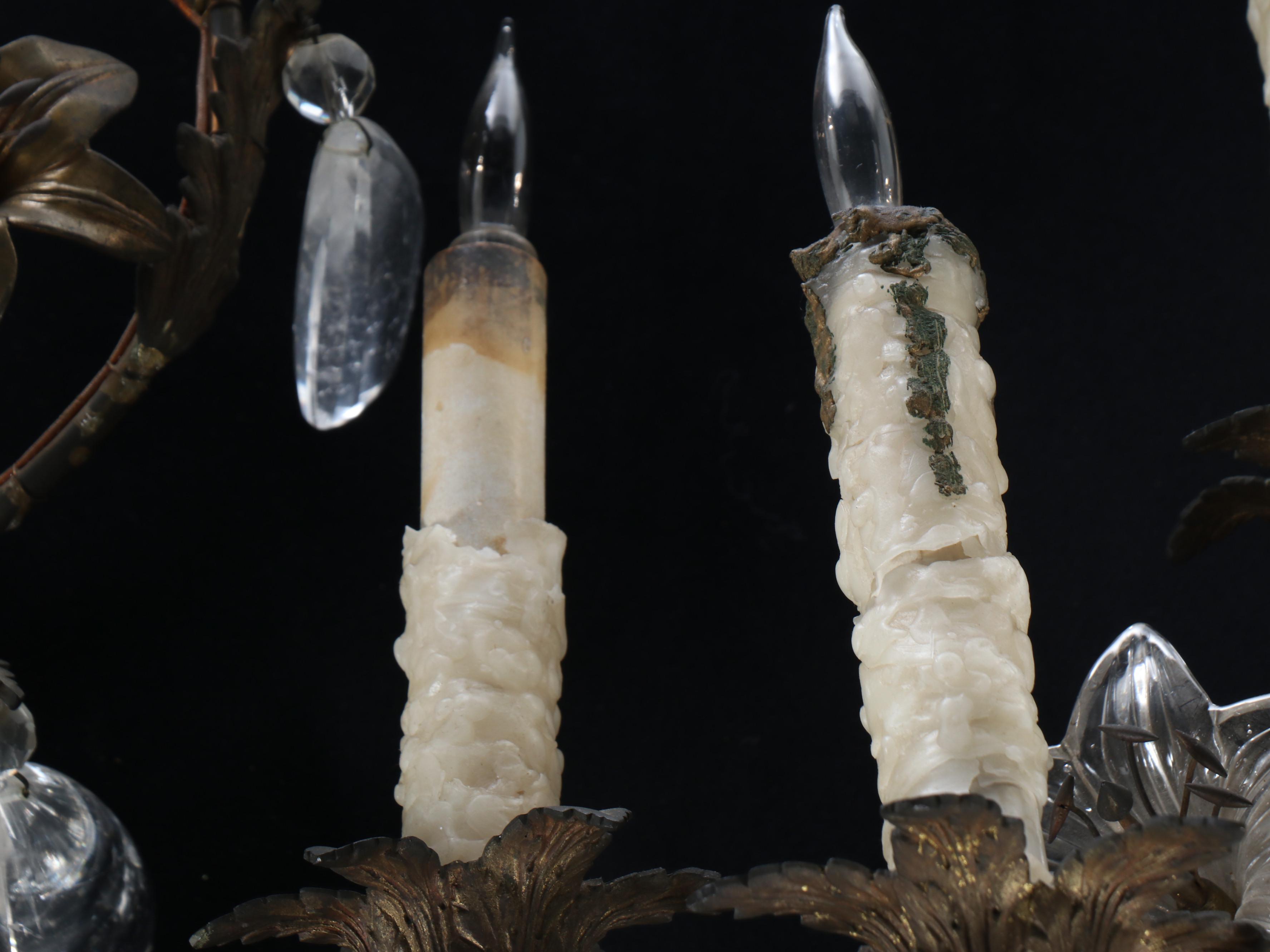 Maison Baguès Style Five-Arm Cut Rock Crystal Sconces