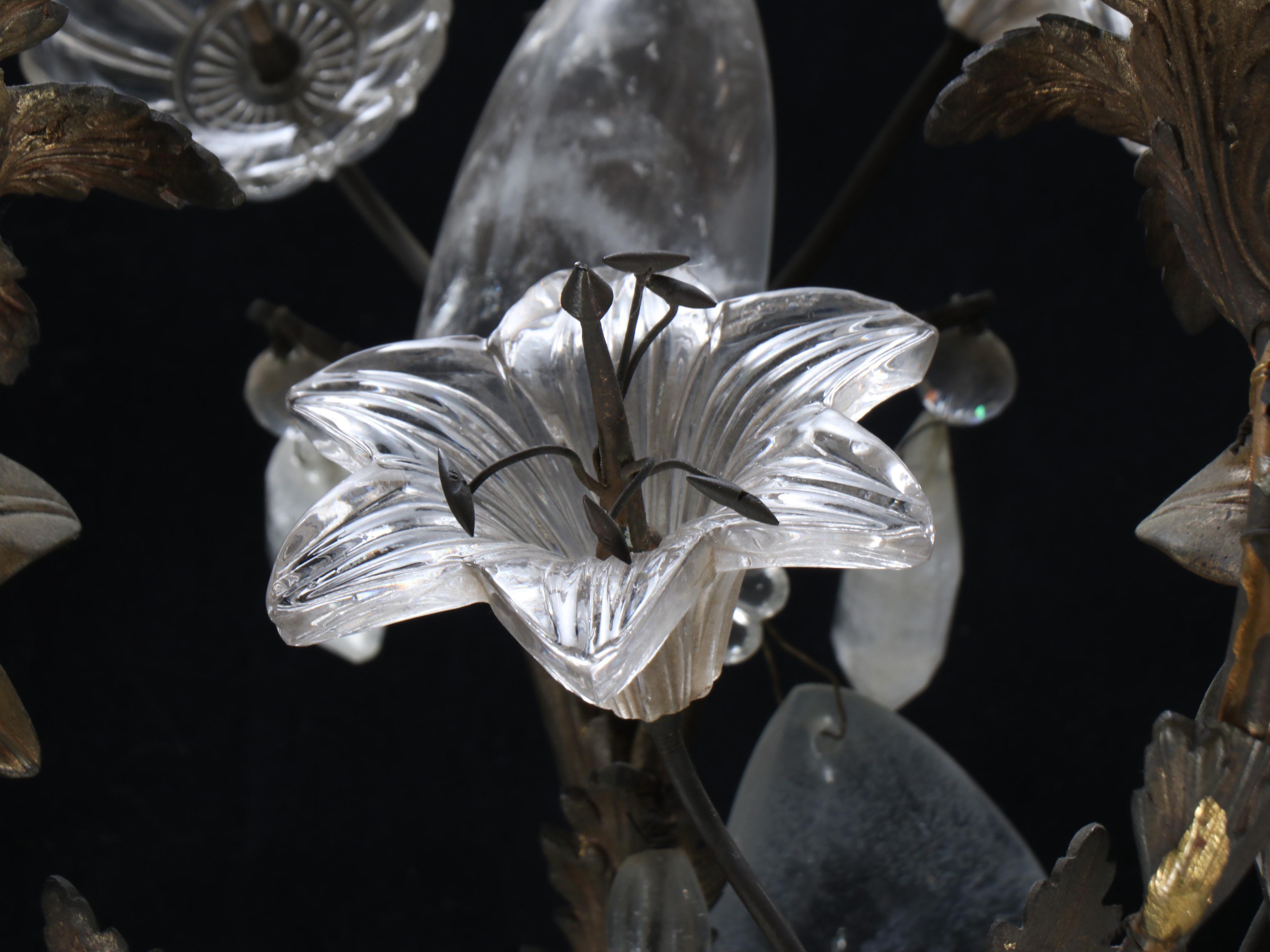 Maison Baguès Style Five-Arm Cut Rock Crystal Sconces
