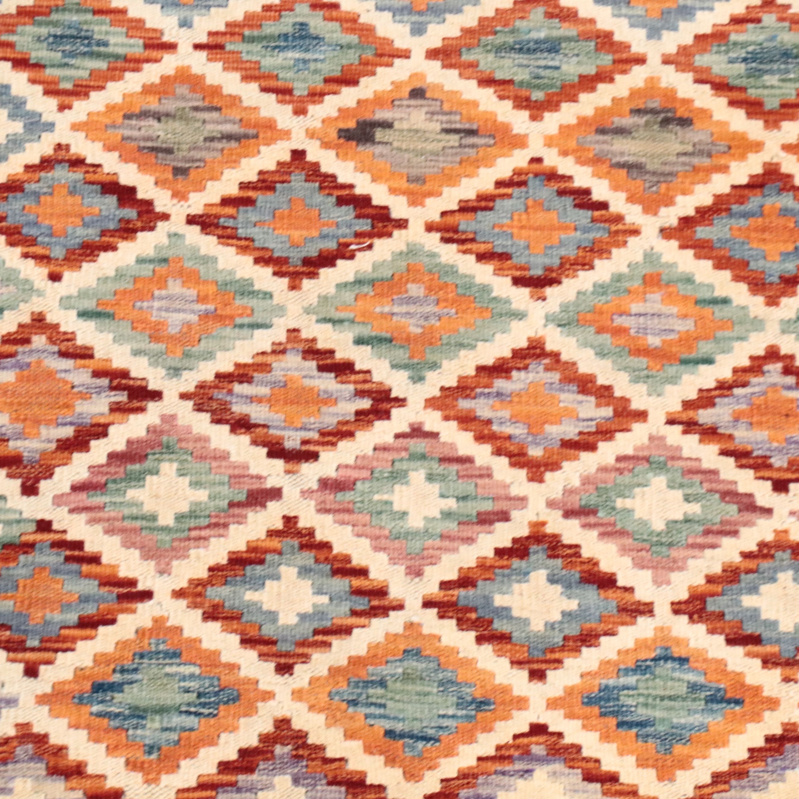 2'10 x 12'11 Handwoven Pakistani Kilim Carpet Runner