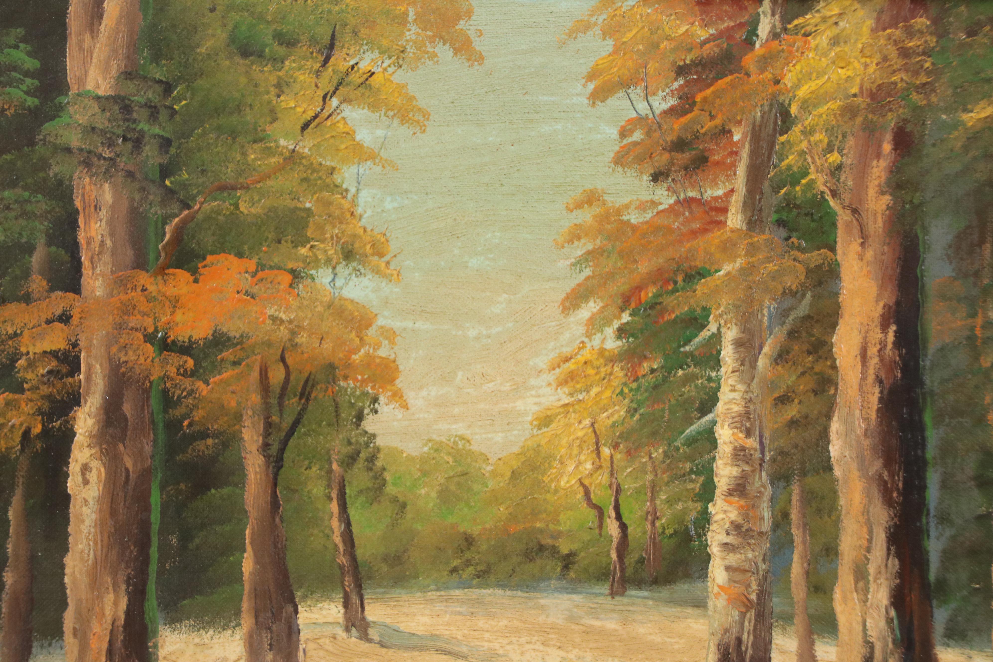 T. Pincus Oil Painting of Woodland Landscape, 20th Century