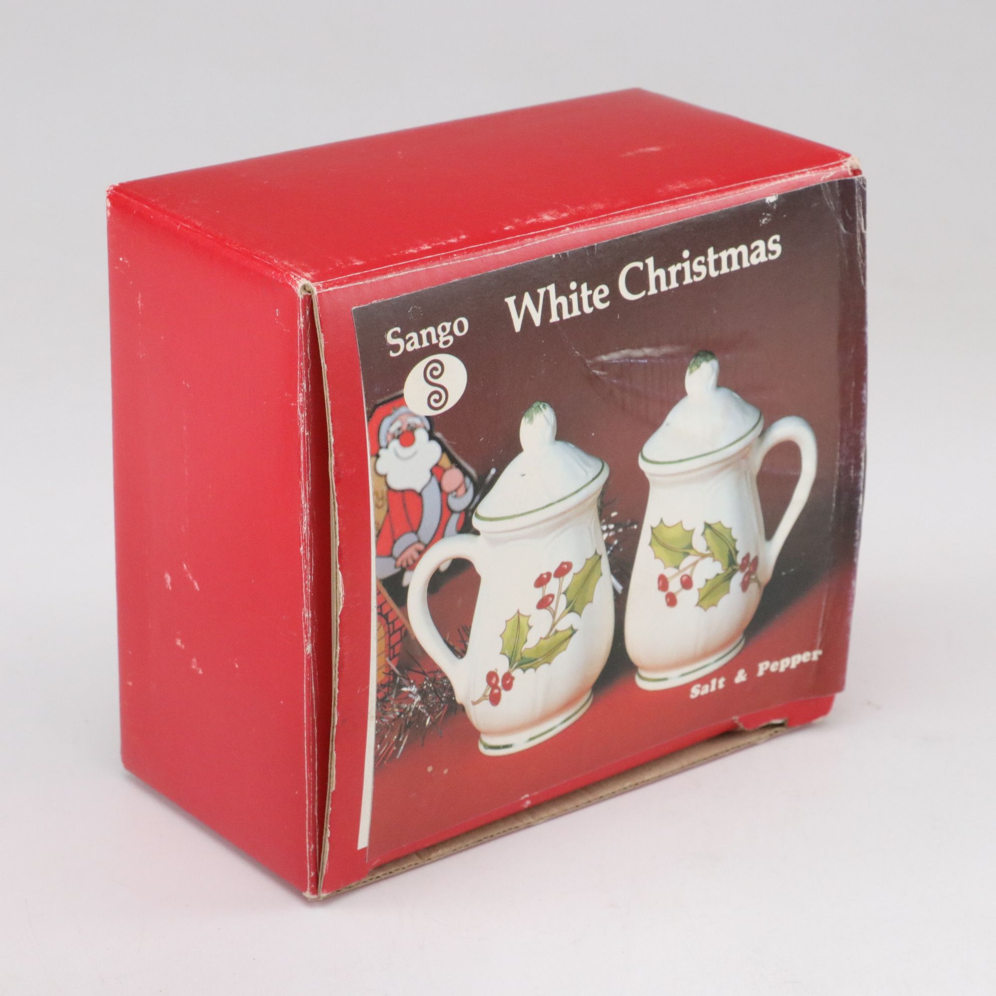 Sango "White Christmas" Dinnerware for Eight with Tureen, Candlesticks and More