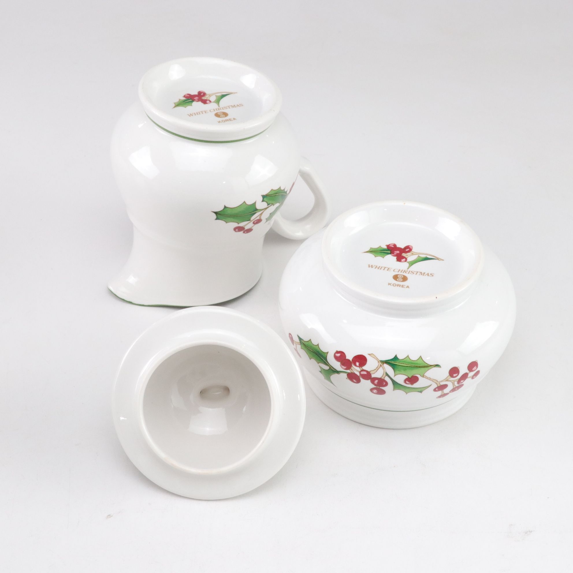 Sango "White Christmas" Dinnerware for Eight with Tureen, Candlesticks and More