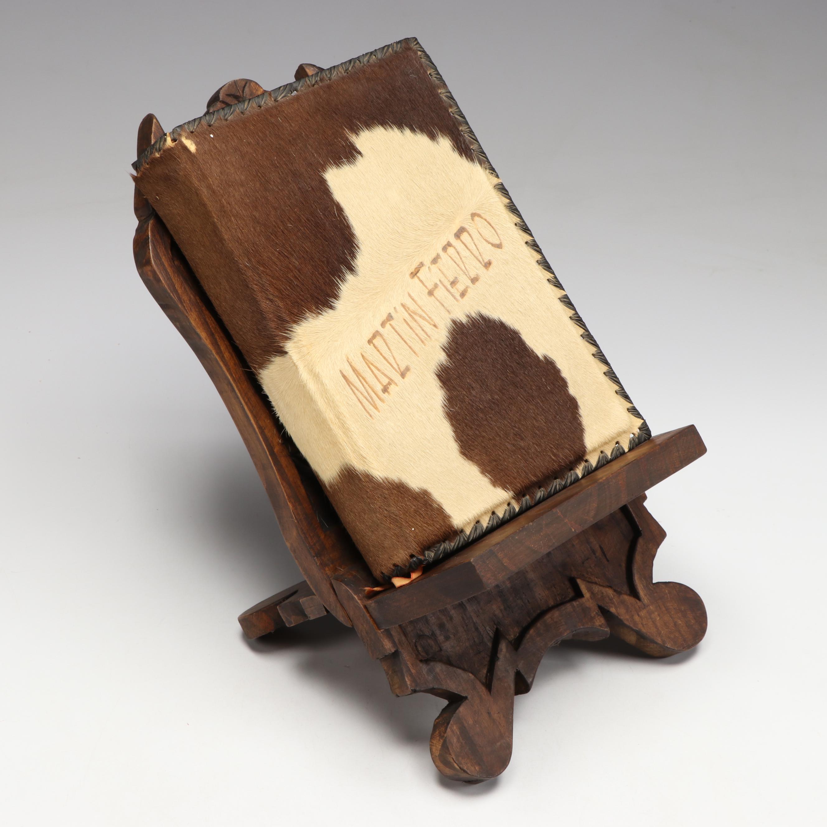 Calf Bound "The Gaucho Martín Fierro" by José Hernández with Wooden Book Stand