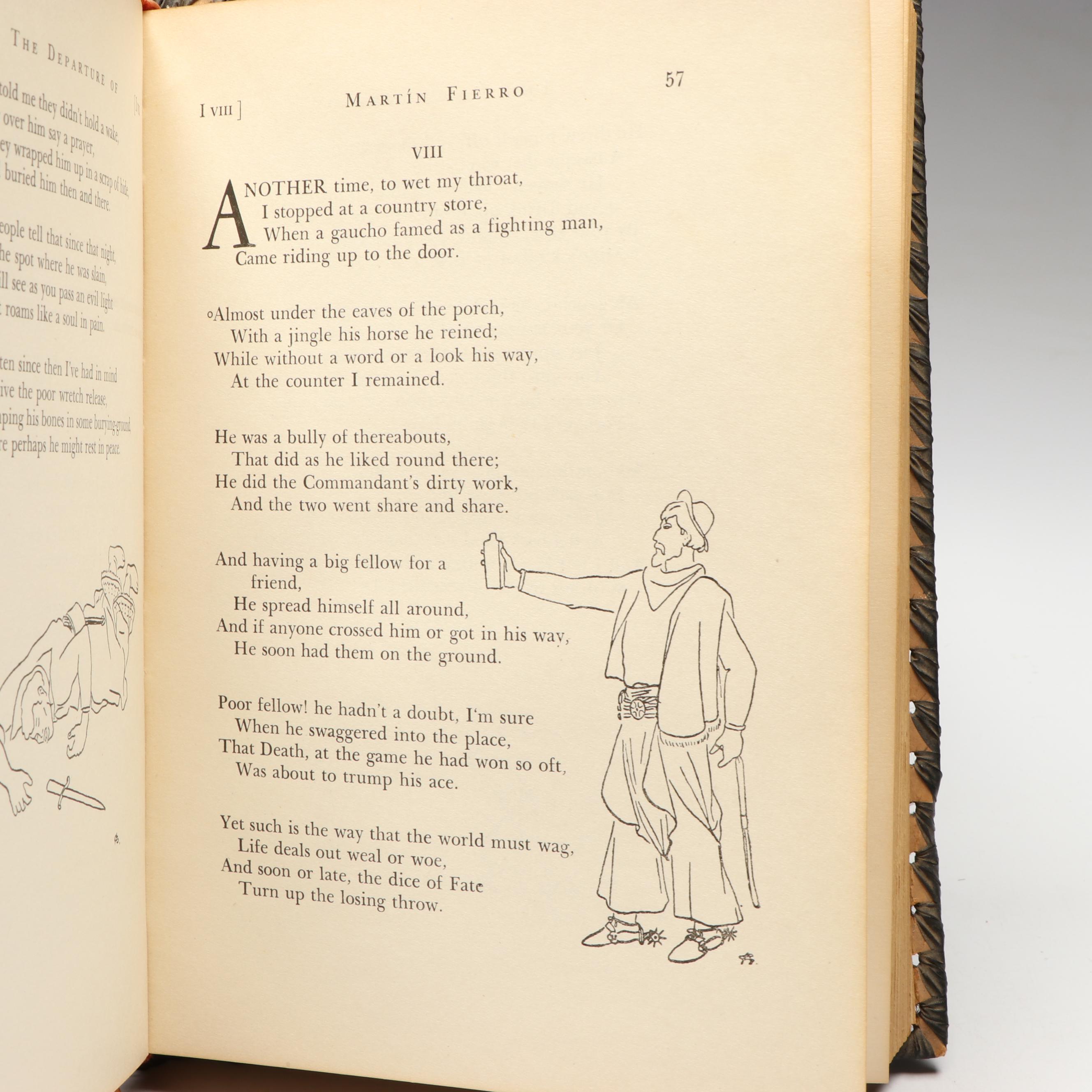 Calf Bound "The Gaucho Martín Fierro" by José Hernández with Wooden Book Stand