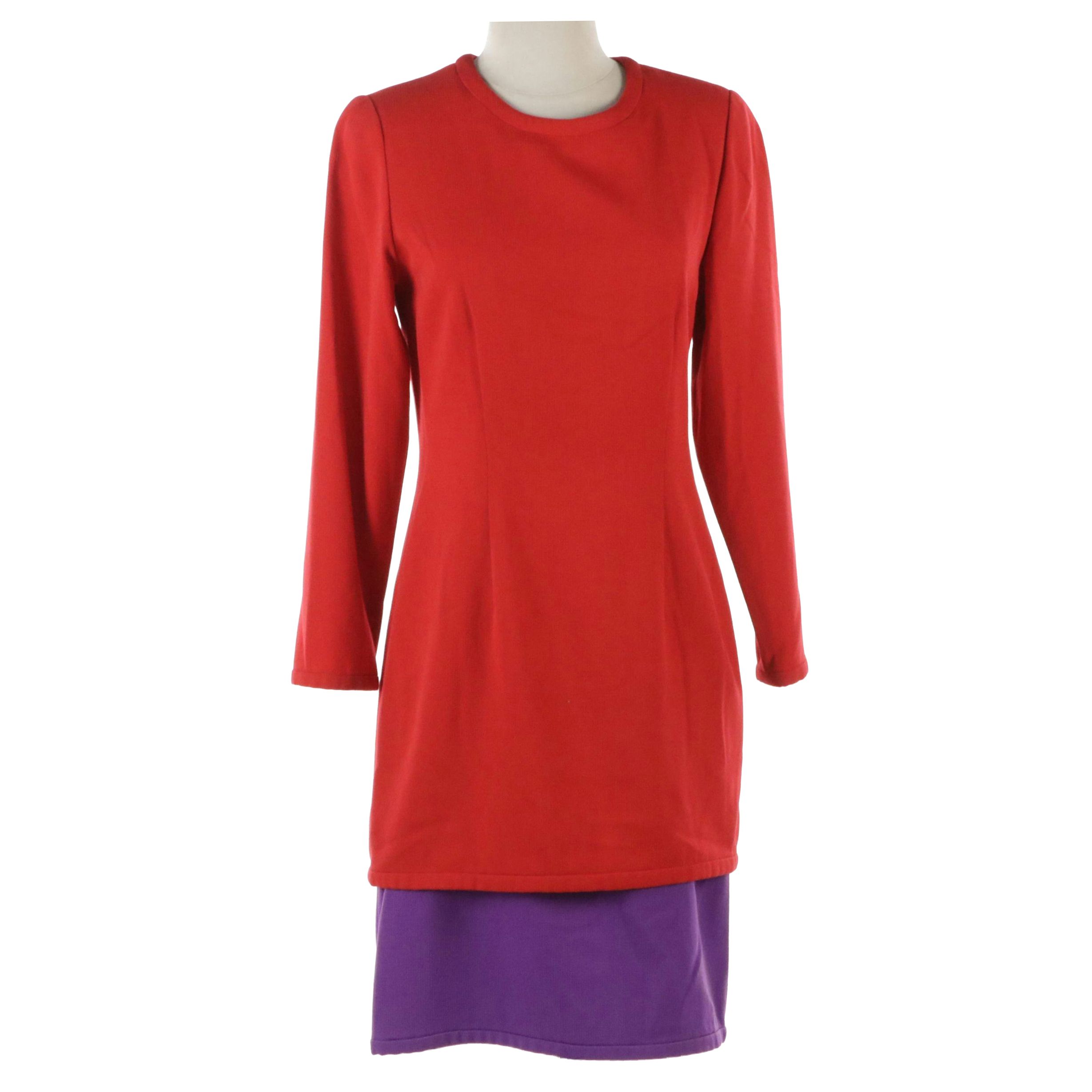 Valentino Miss V Vintage Layered Color-Block Cotton Blend Dress