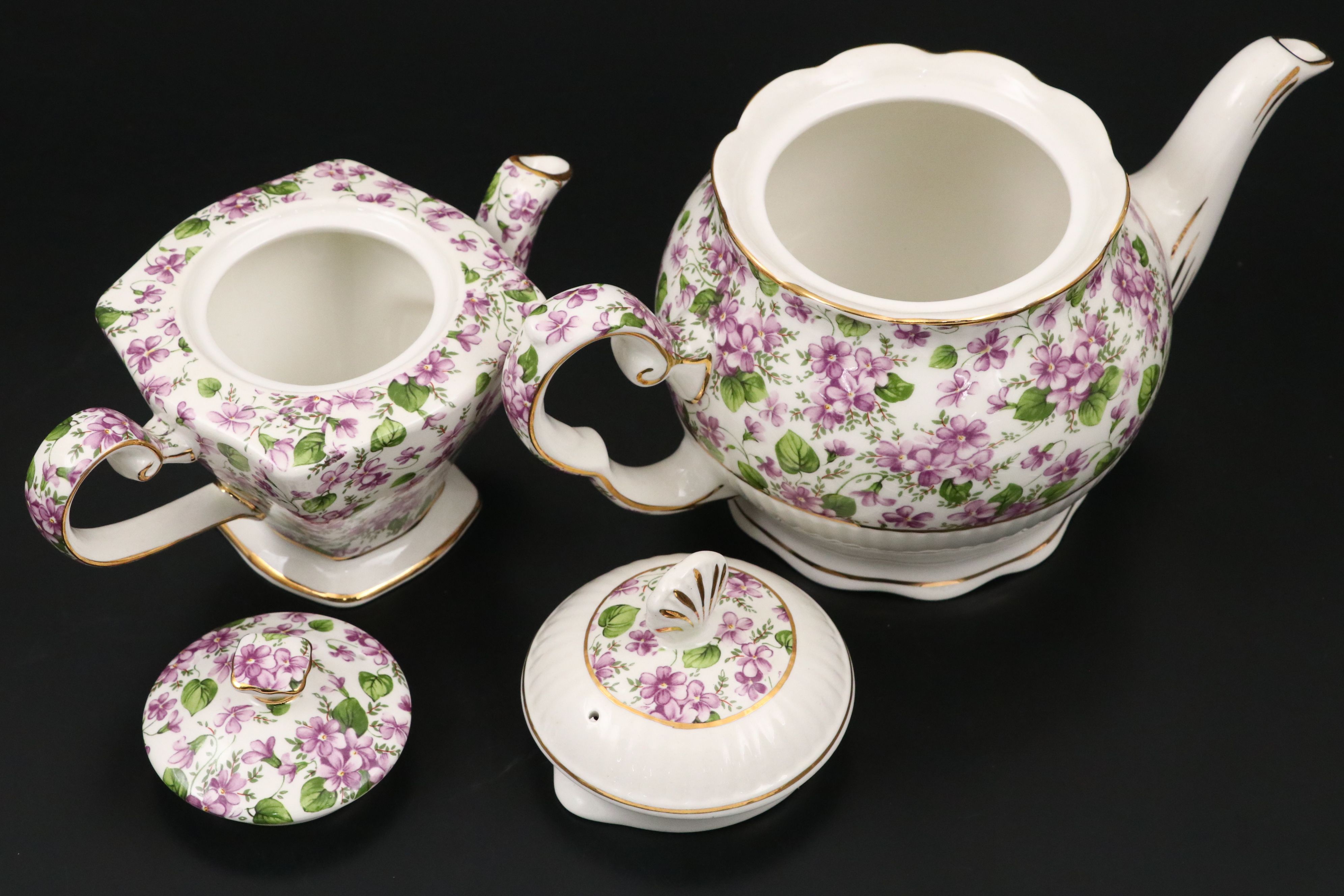 Royal Patrician with Crown Dorset Violet Chintz Pattern Tea Set