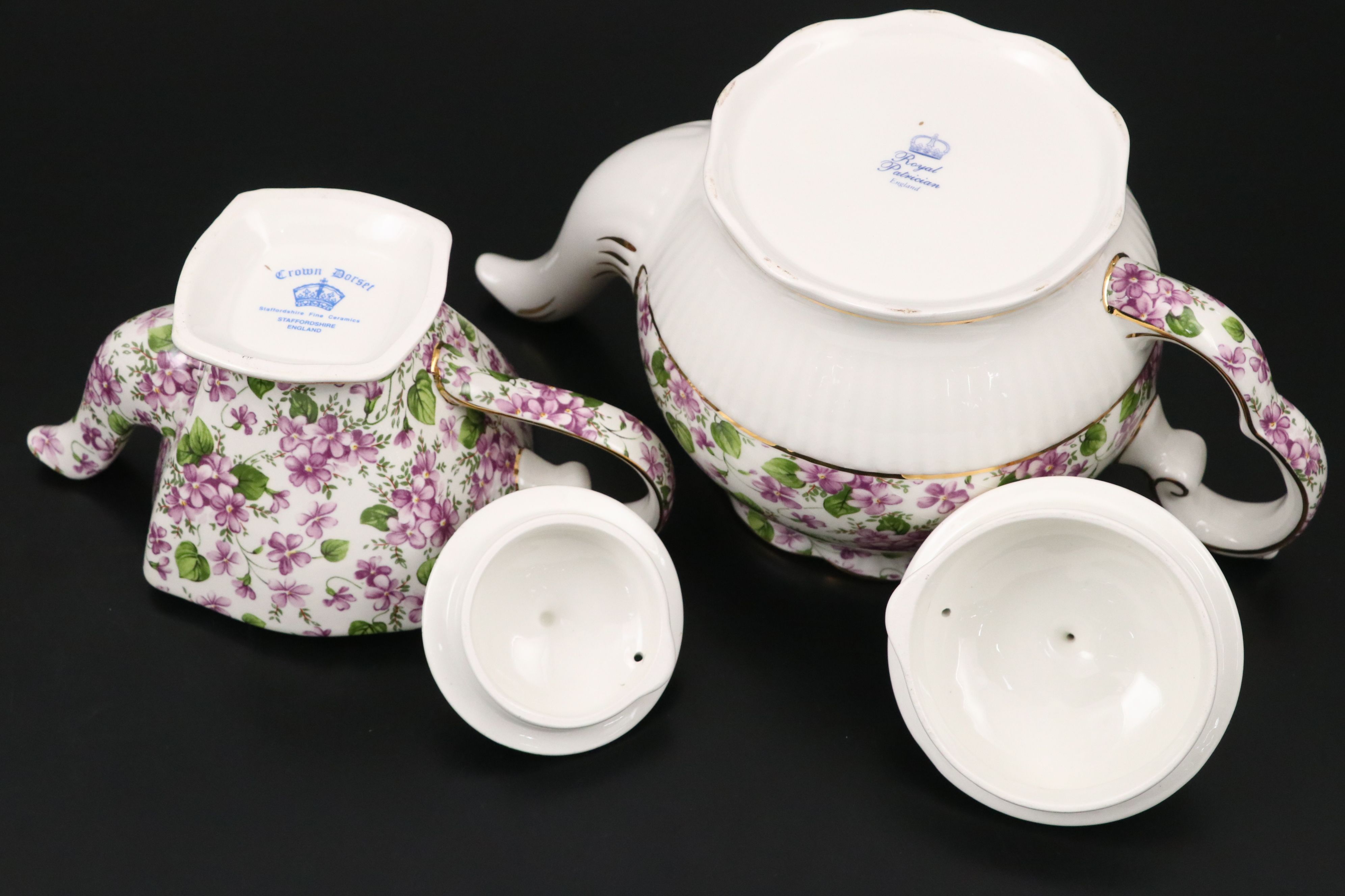 Royal Patrician with Crown Dorset Violet Chintz Pattern Tea Set