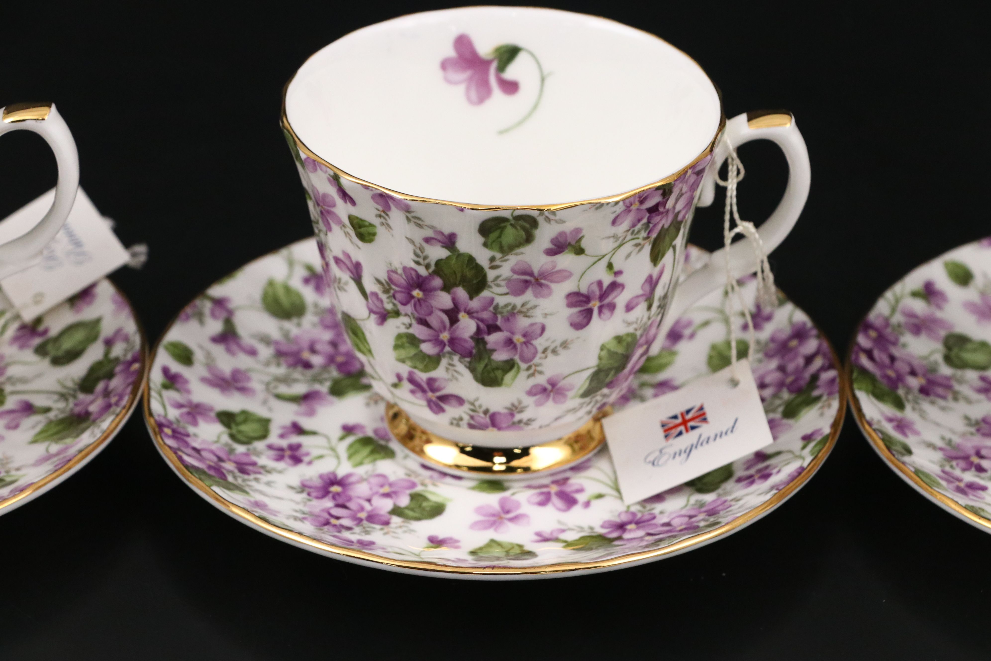 Royal Patrician with Crown Dorset Violet Chintz Pattern Tea Set