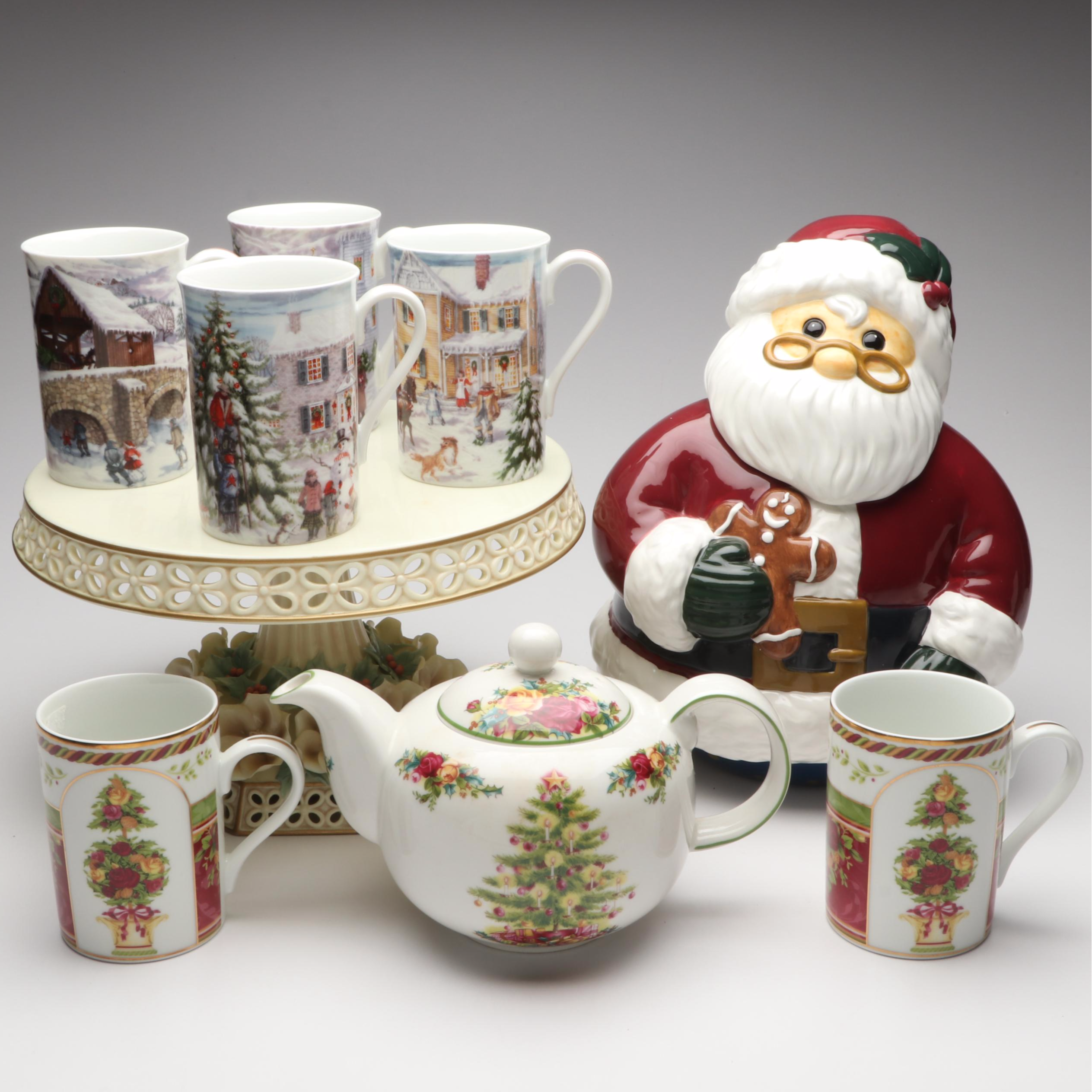 Lenox "American Christmas" Mug Set with Musical Cake Platter and More Décor