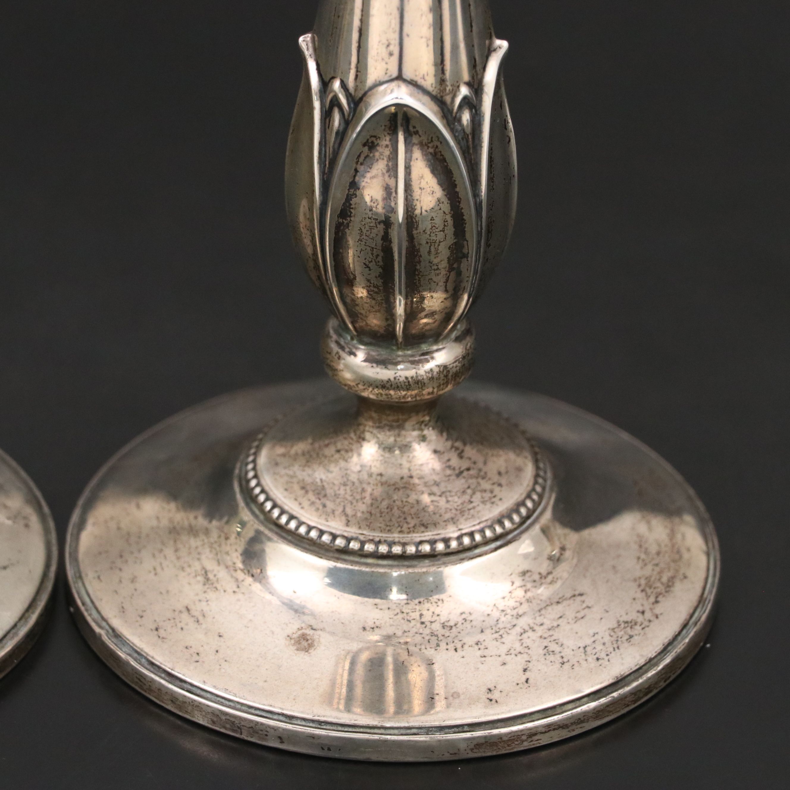 Pair of Fisher Tulip Form Weighted Sterling Silver Candlesticks