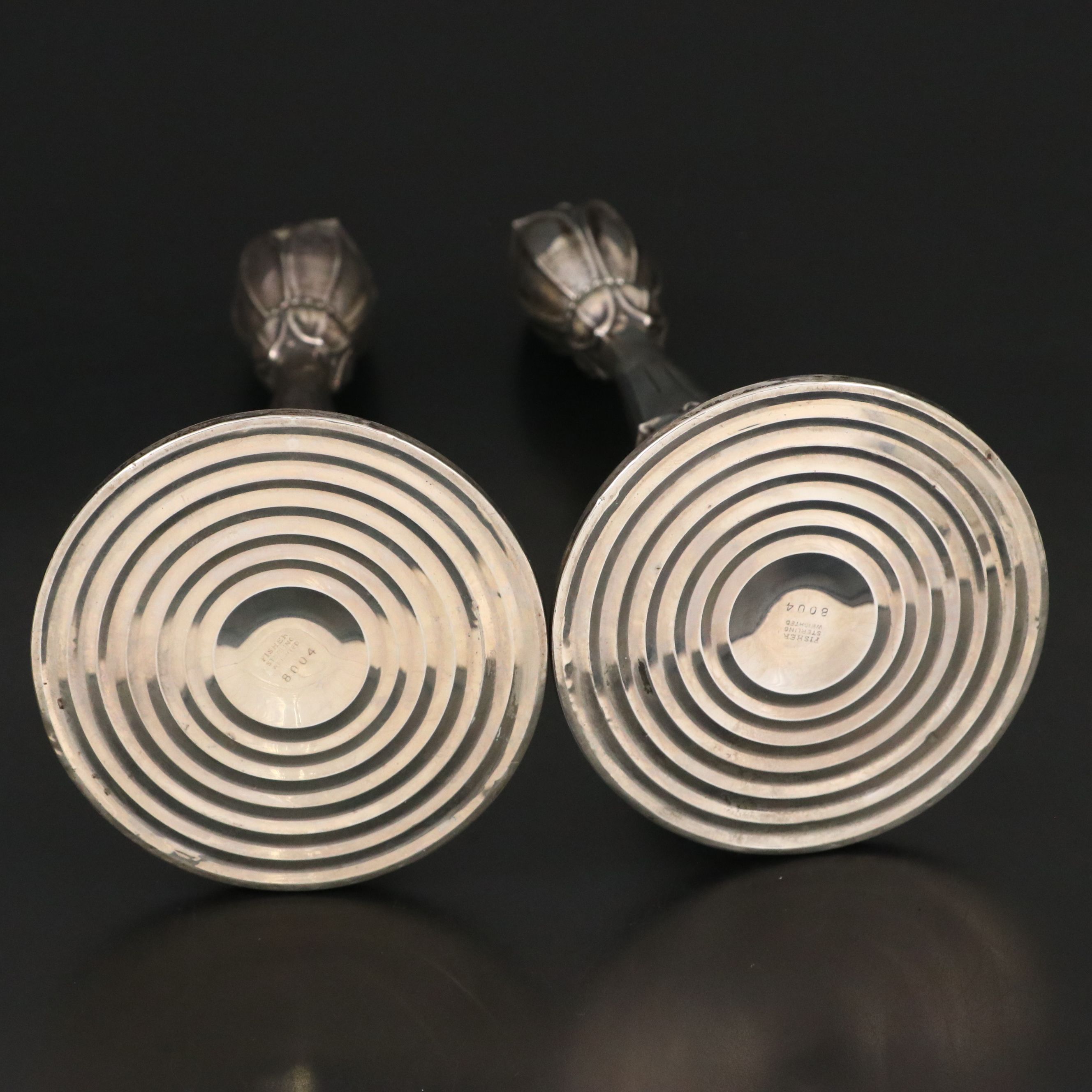 Pair of Fisher Tulip Form Weighted Sterling Silver Candlesticks
