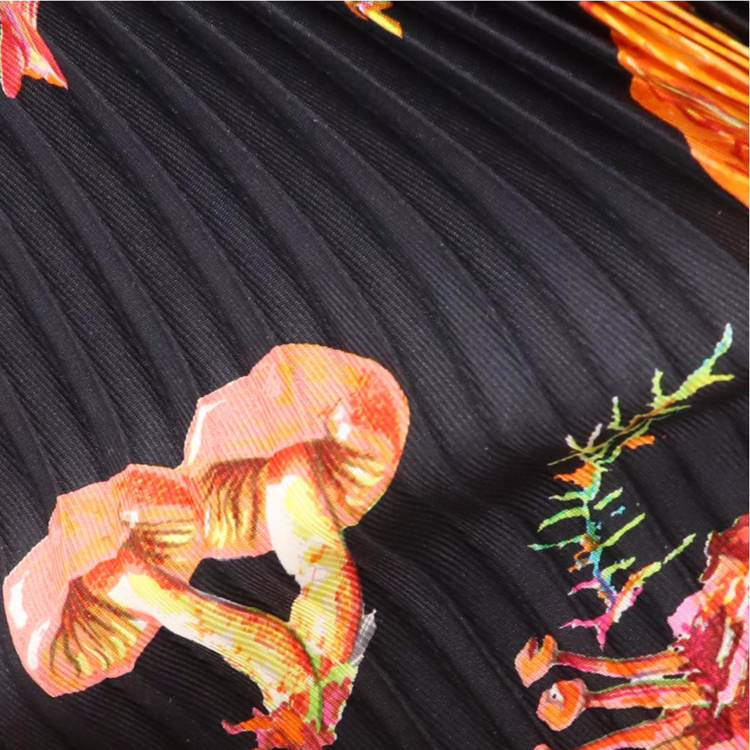 Hermès "Champignons"  Silk Twill Plissé Scarf in Box