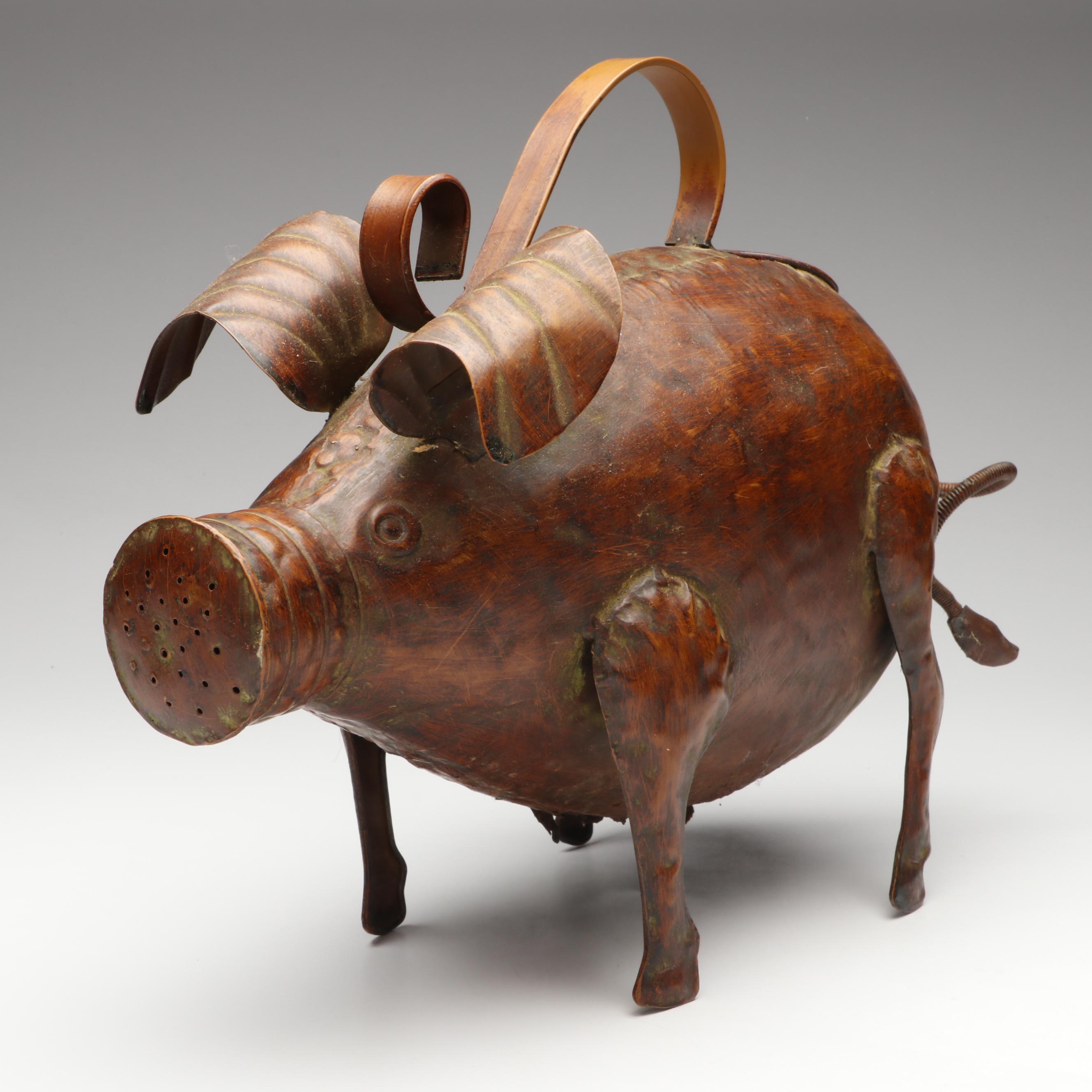 Whimsical Metal Pig Watering Can