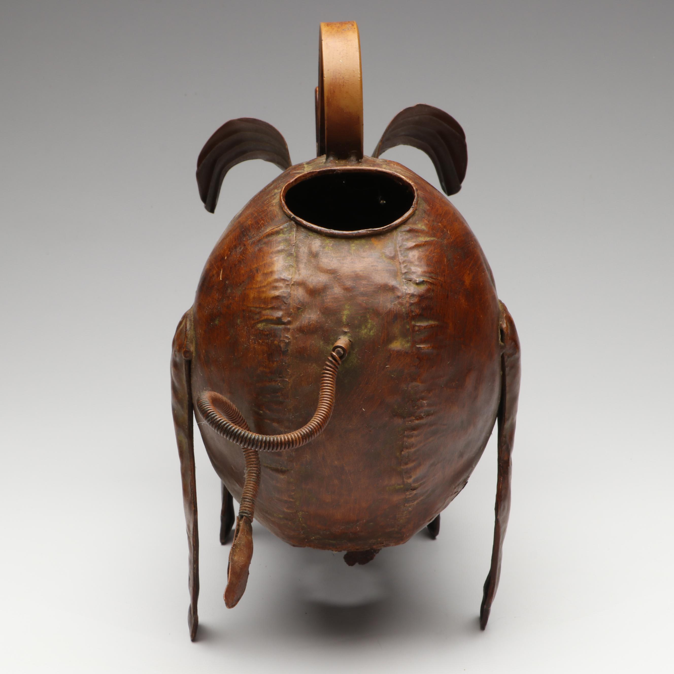 Whimsical Metal Pig Watering Can