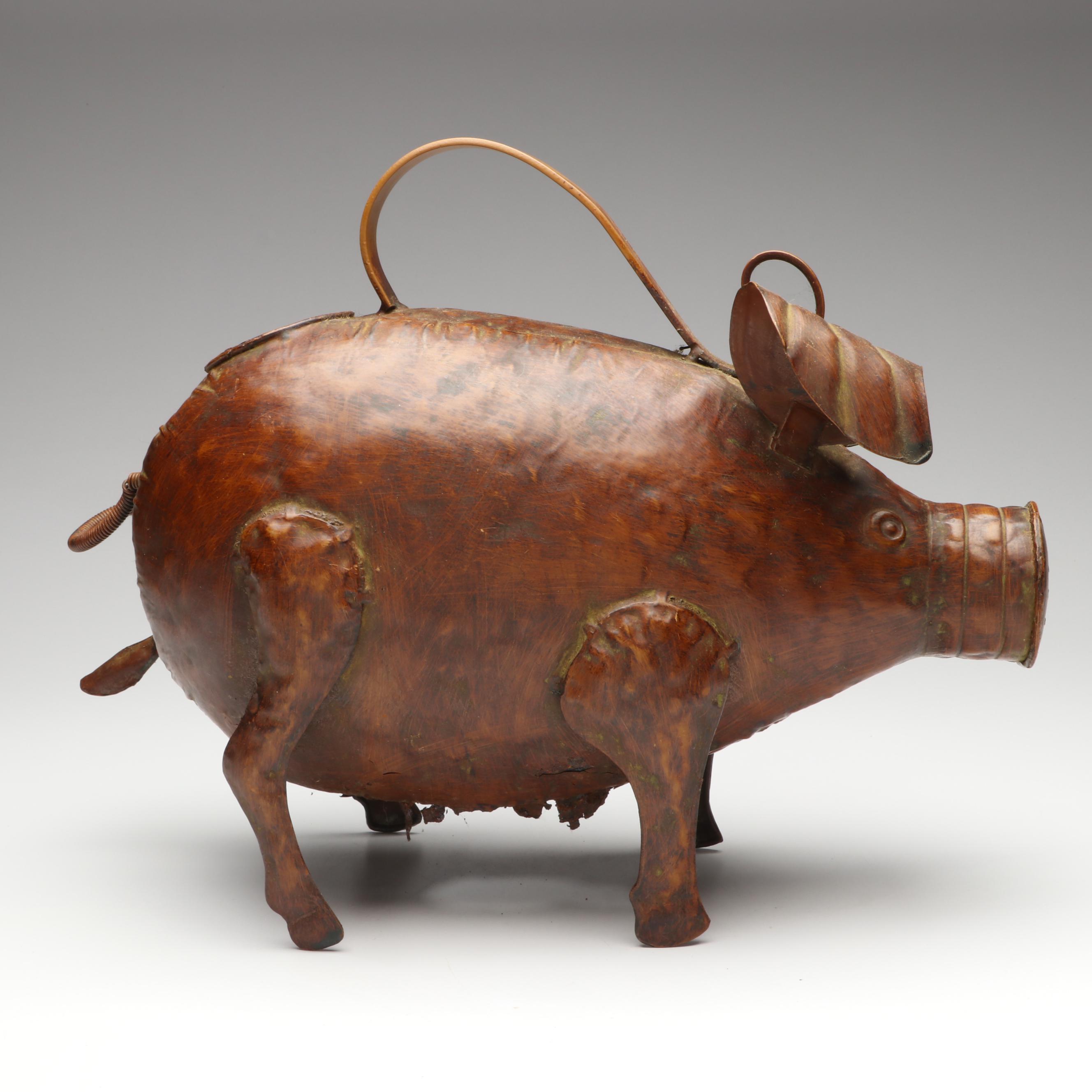 Whimsical Metal Pig Watering Can