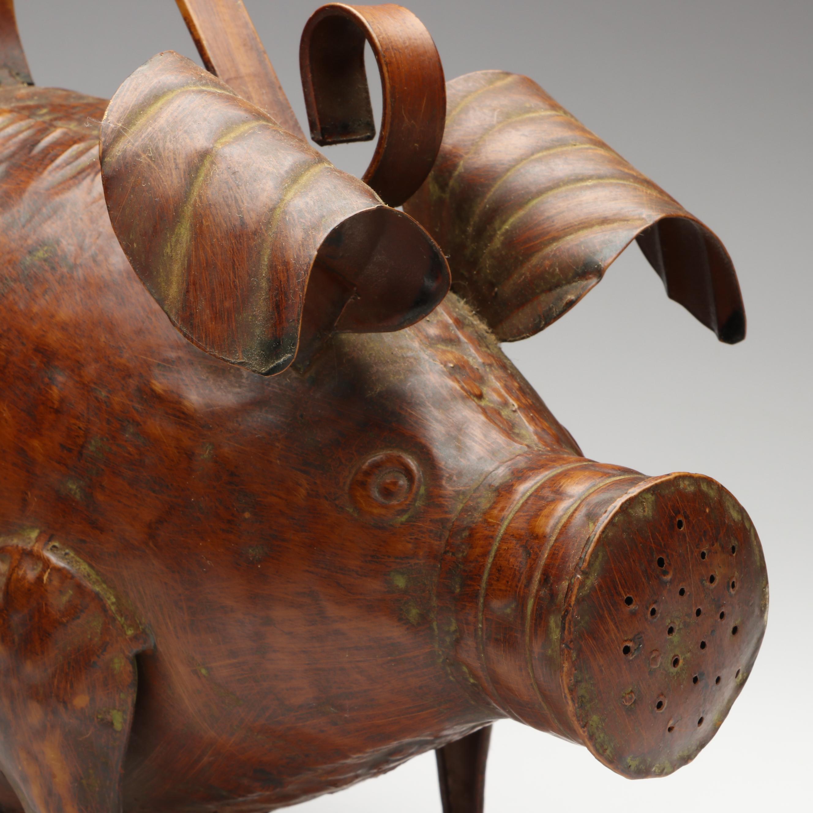 Whimsical Metal Pig Watering Can