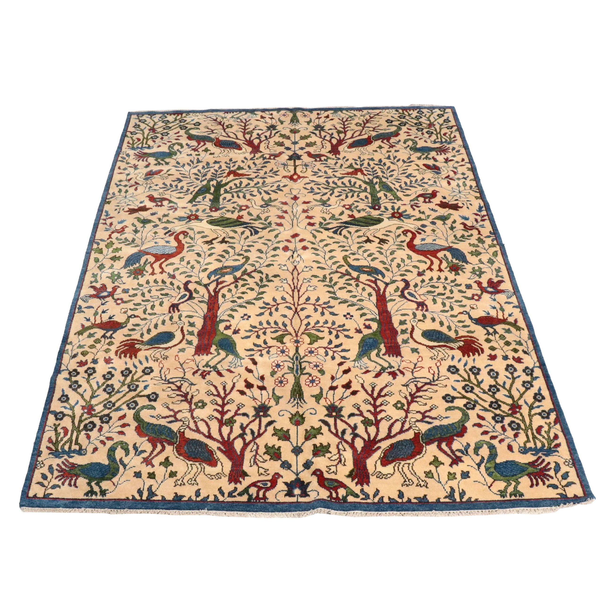 9'8 x 13'10 Hand-Knotted Indo-Persian Ziegler Pictorial Room-Sized Rug