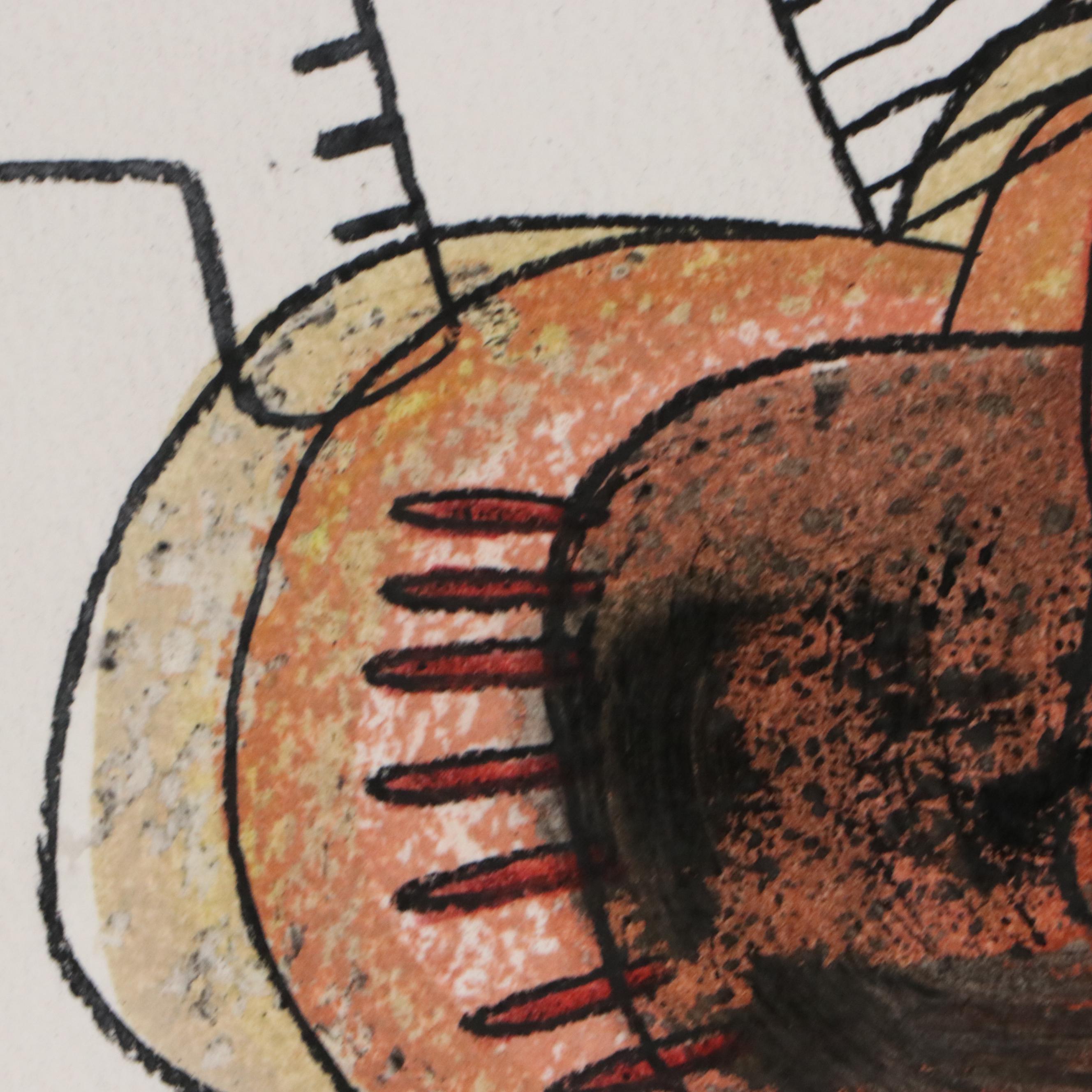 Michel Blázquez Surrealist Mixed Media Painting "Untitled," 2025