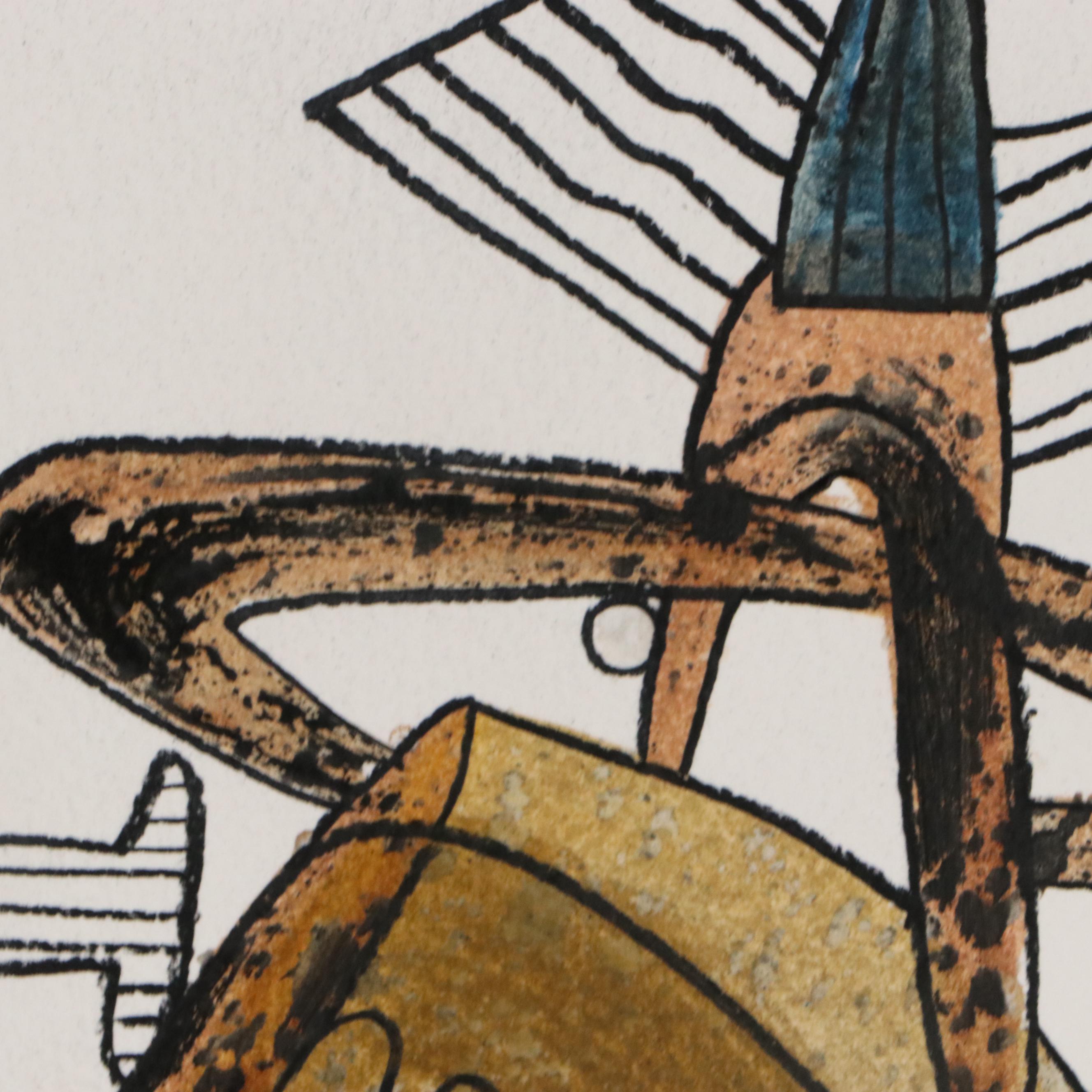 Michel Blázquez Surrealist Mixed Media Painting "Untitled," 2025