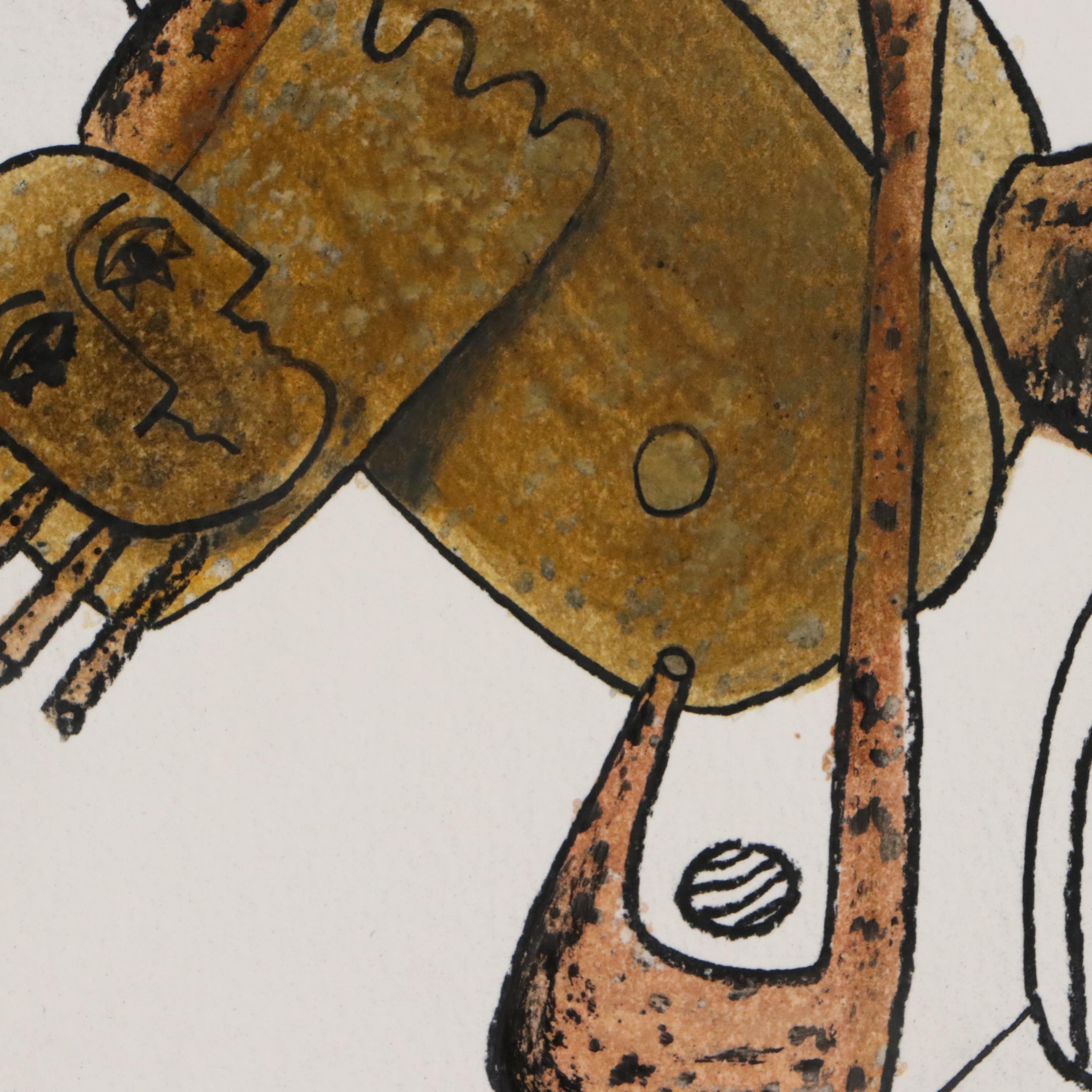 Michel Blázquez Surrealist Mixed Media Painting "Untitled," 2025