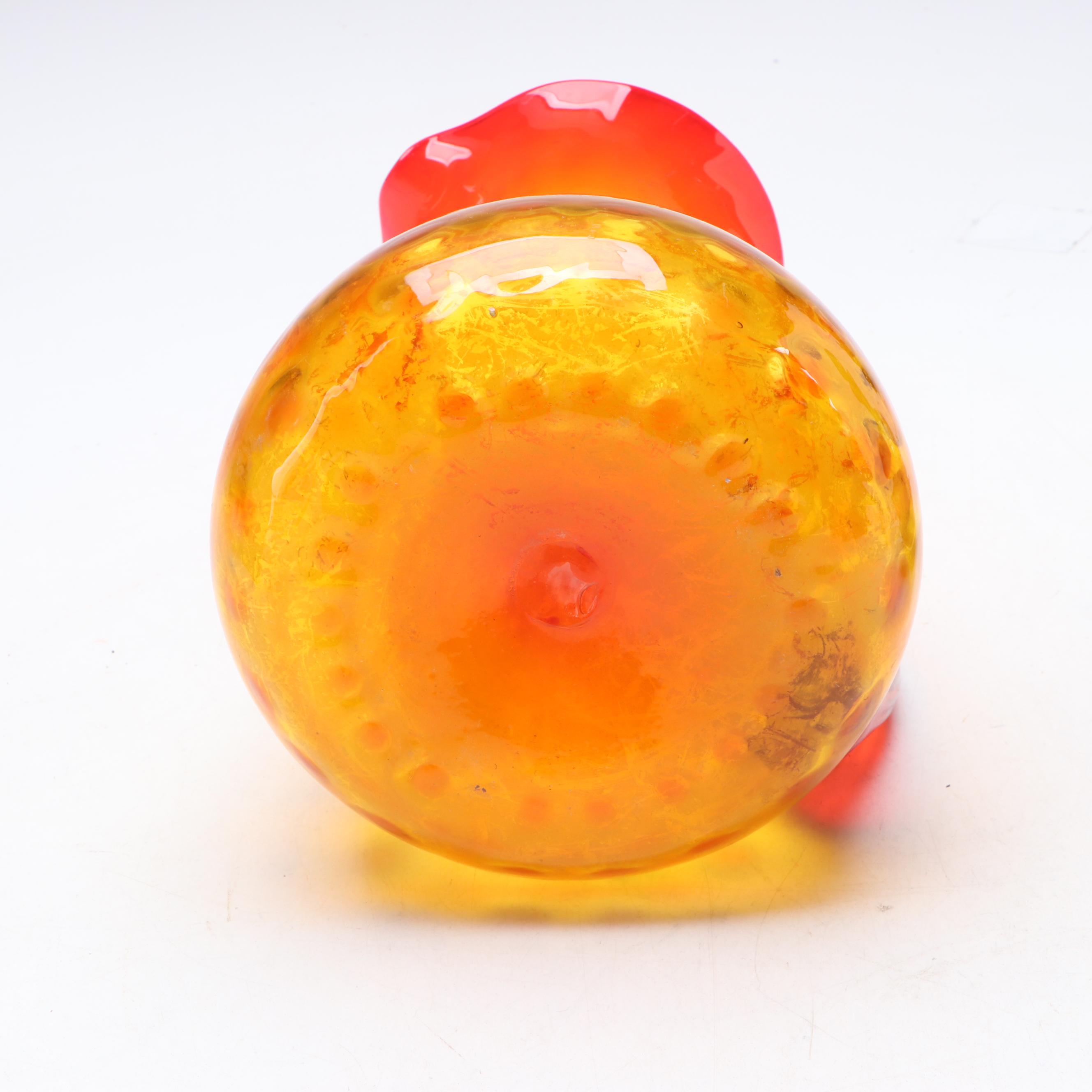 Mid Century Modern Style Amberina Glass Pitcher with Hand-Painted Glass Decanter