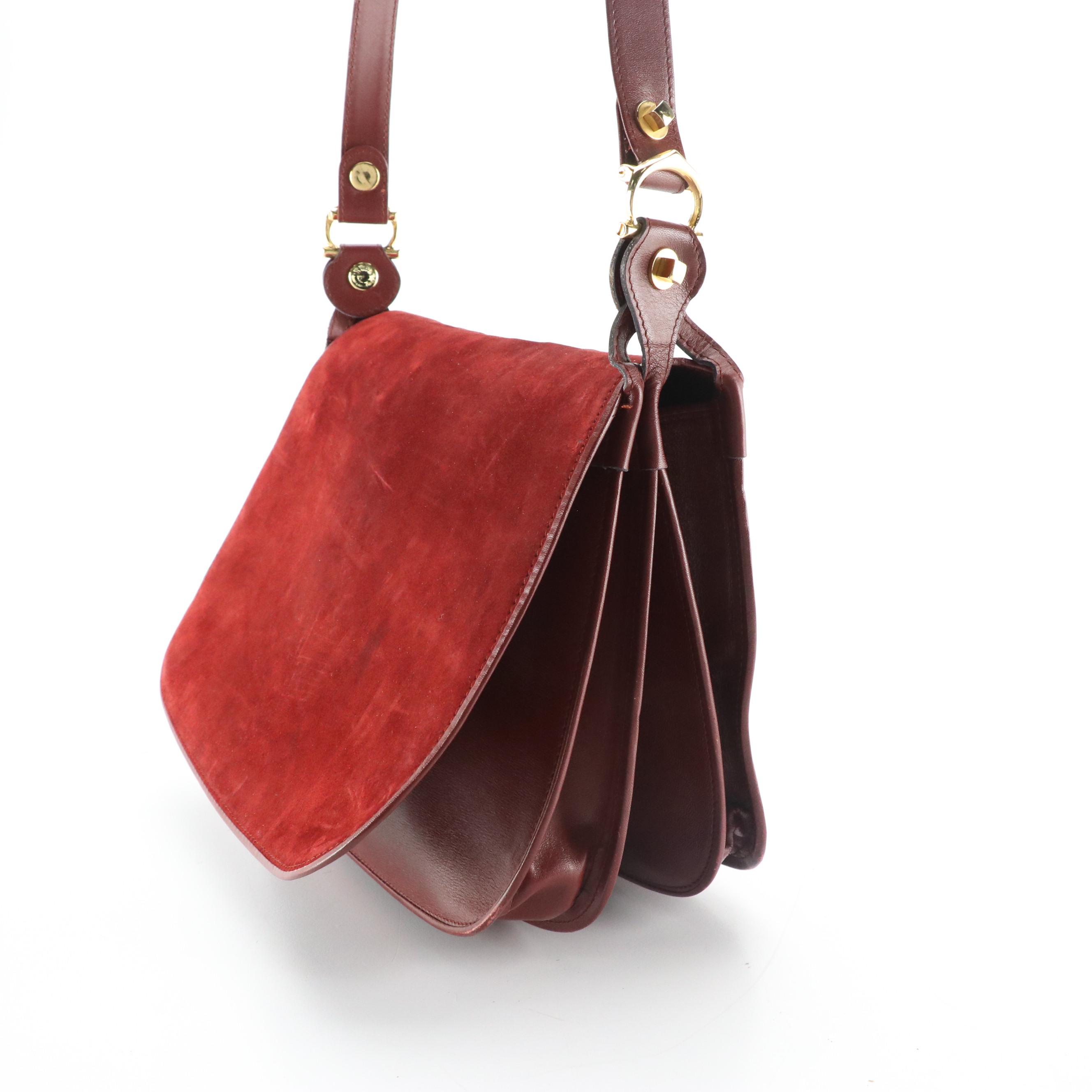 Cartier Must de Cartier Double-Compartment Expandable Flap Bag in Burgundy