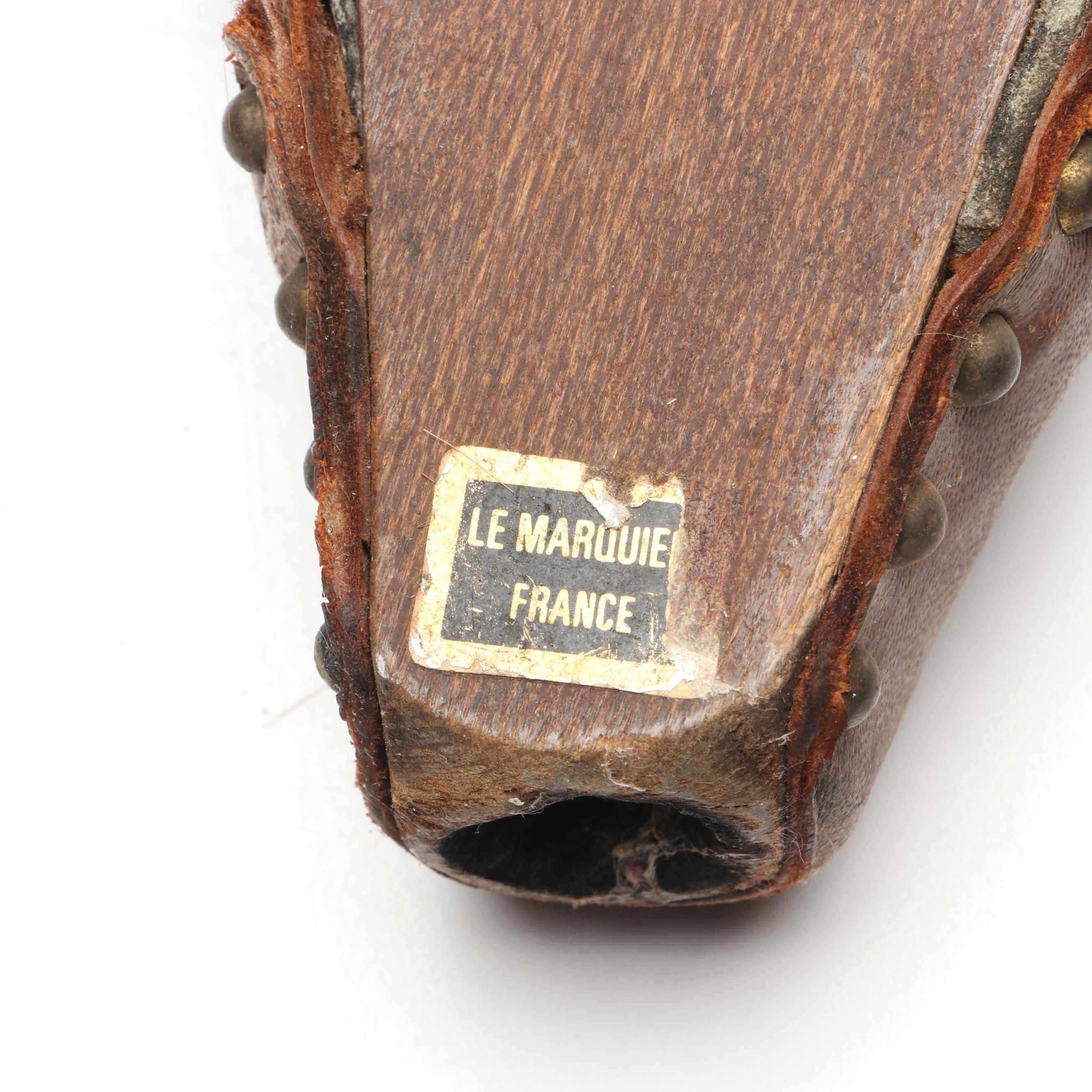 French Hair on Hide Blacksmith's Bellows with Brass Mortar and Pestle