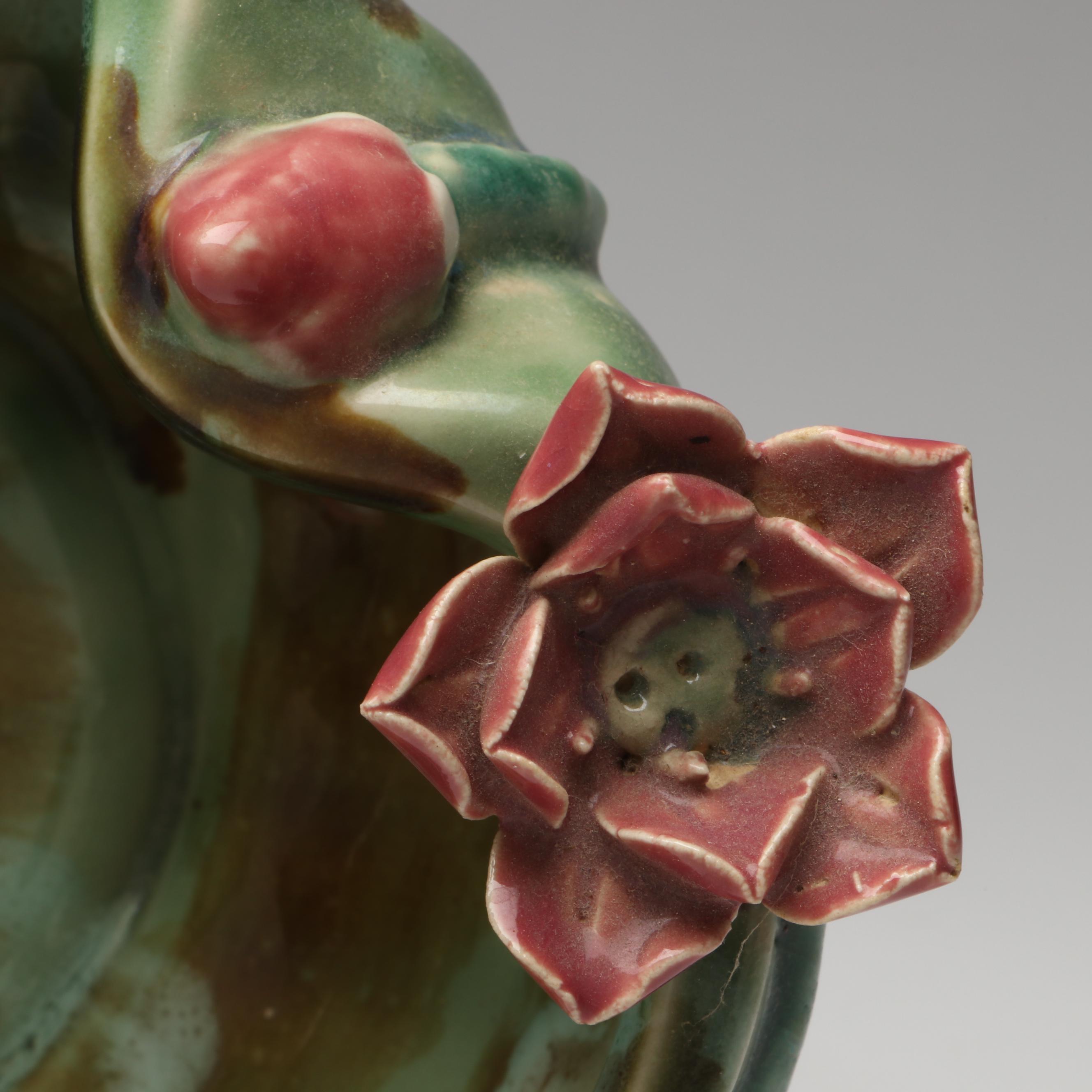 Frog and Lily Pad Art Pottery Stoneware Bowls