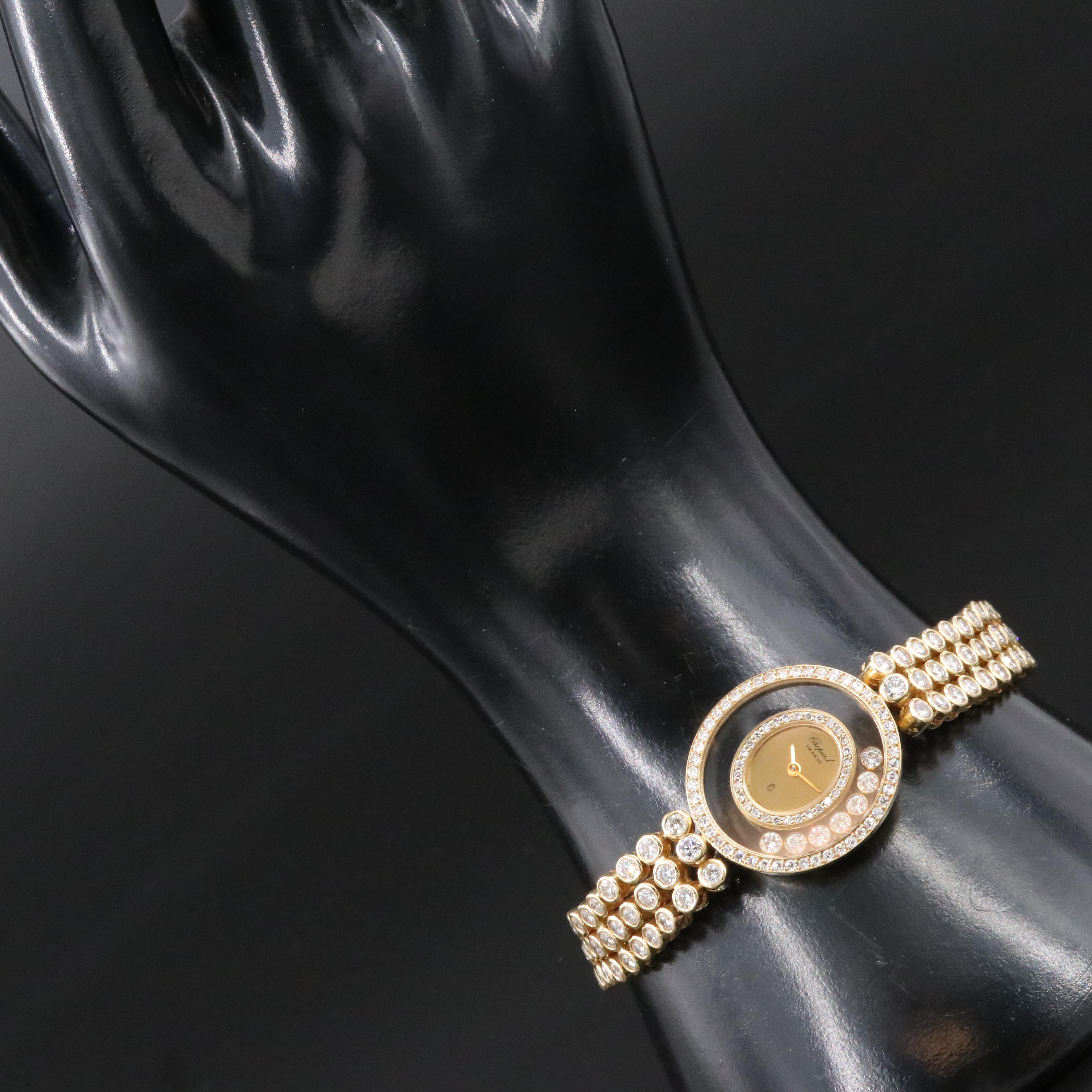 18K Chopard "Happy Diamonds" 8 Carats Total Weight Quartz Watch 5199