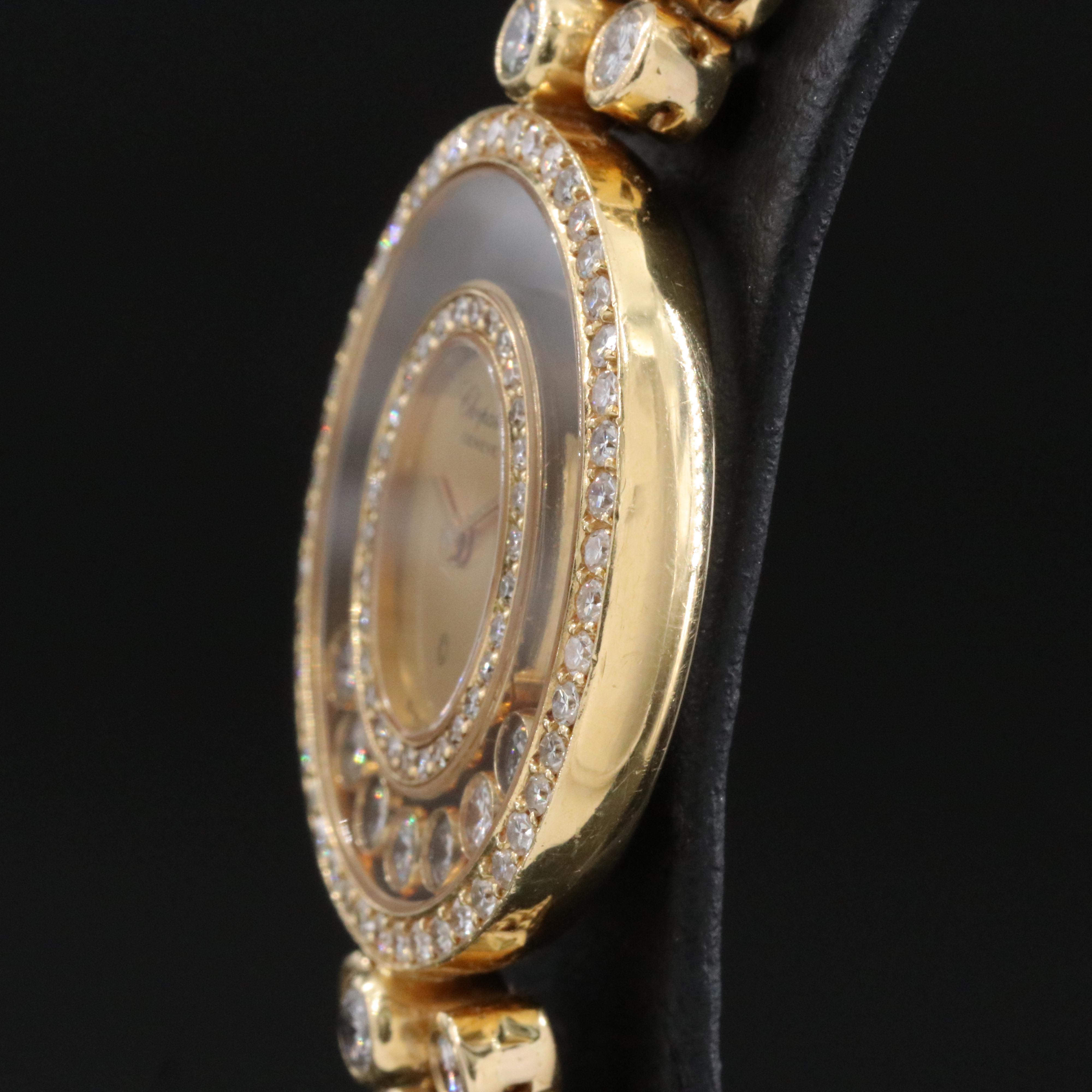 18K Chopard "Happy Diamonds" 8 Carats Total Weight Quartz Watch 5199