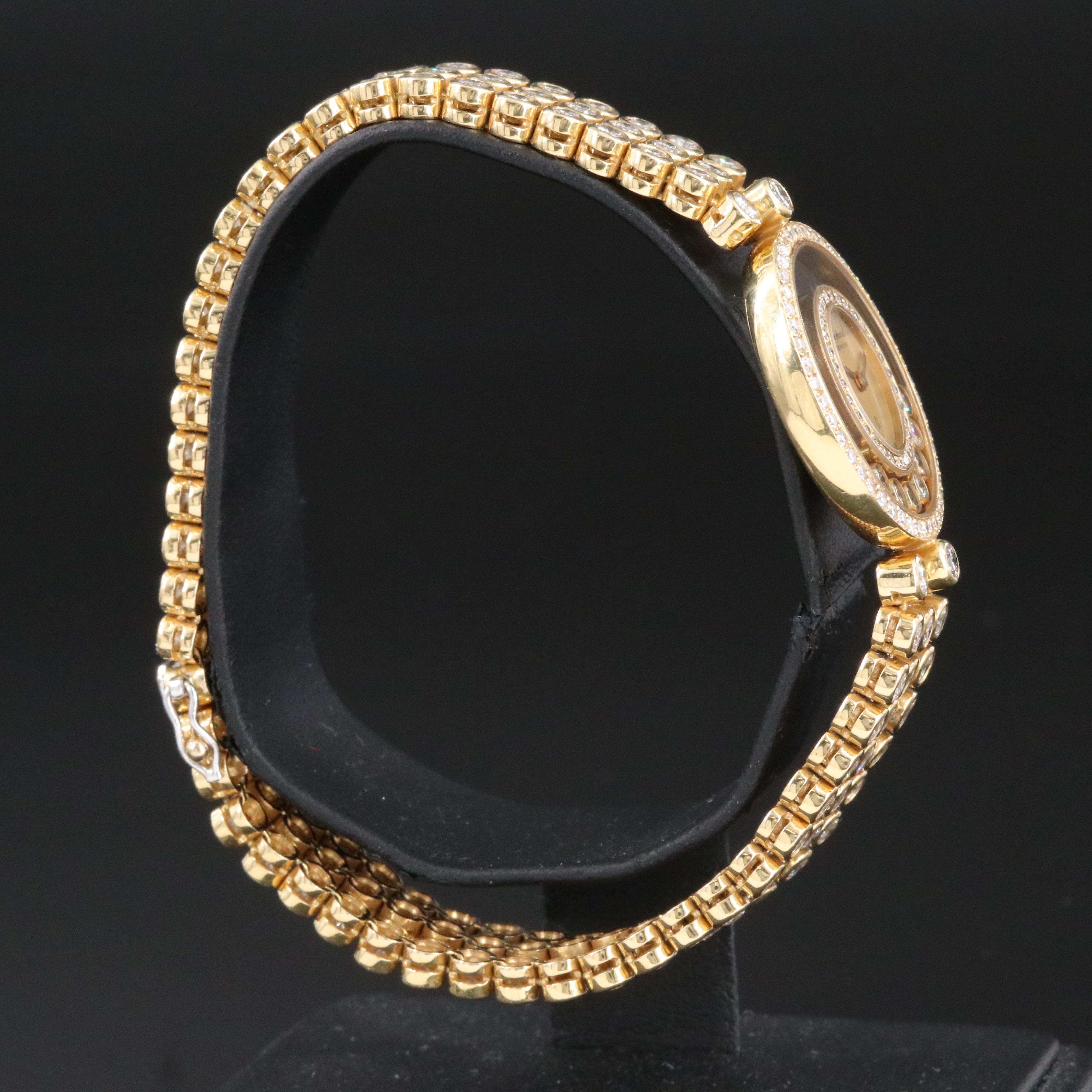 18K Chopard "Happy Diamonds" 8 Carats Total Weight Quartz Watch 5199