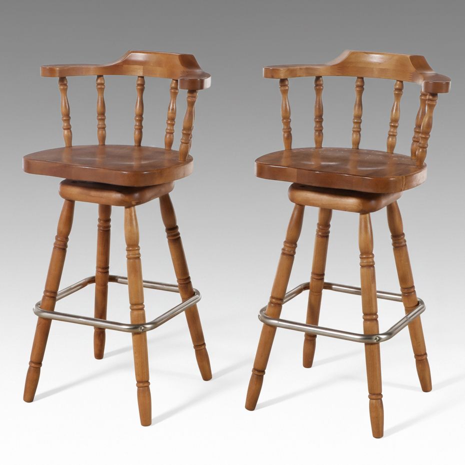 Pair of Maple Swivel Seat Barstools
