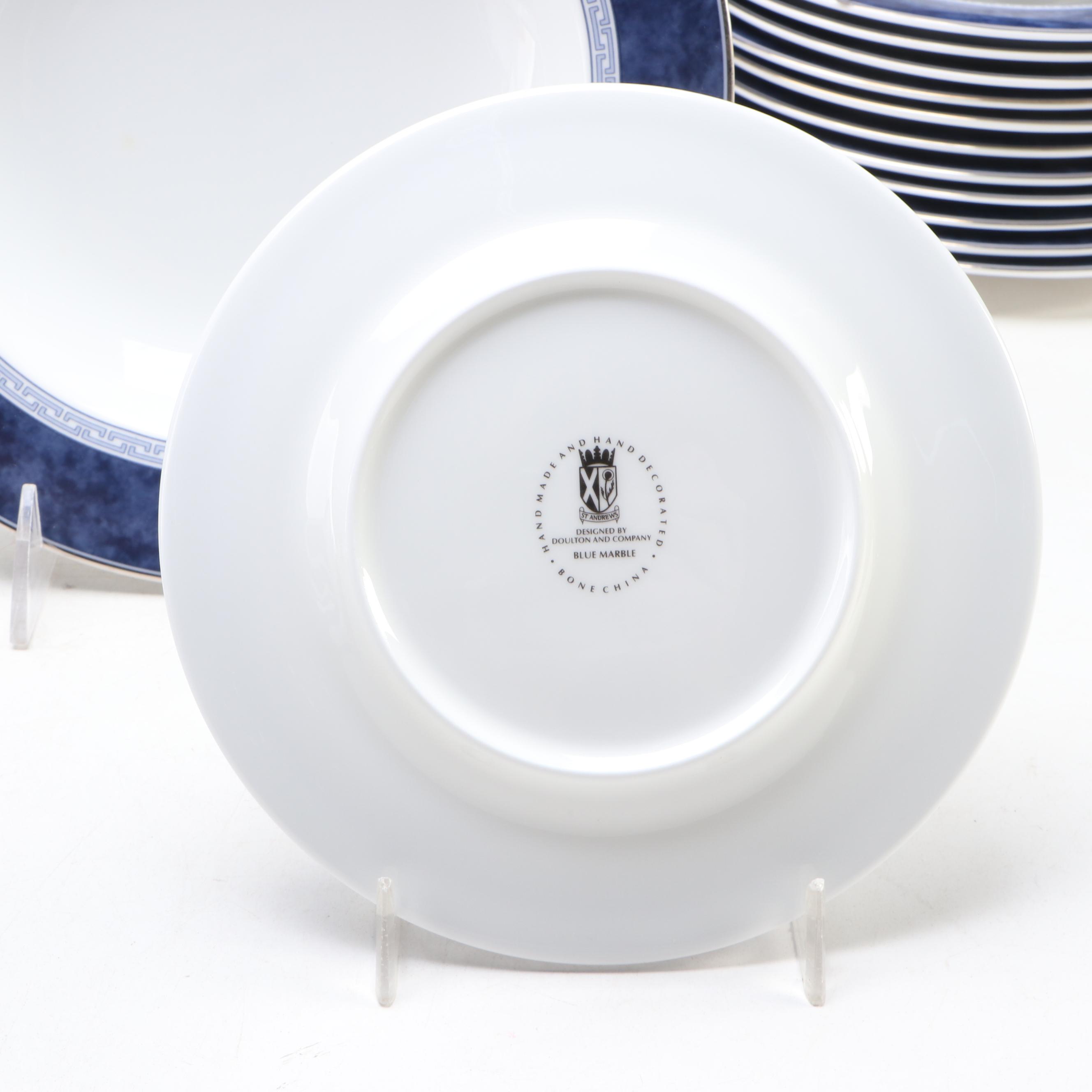 Doulton and Co. "Blue Marble" Bone China Dinnerware and Serving Pieces