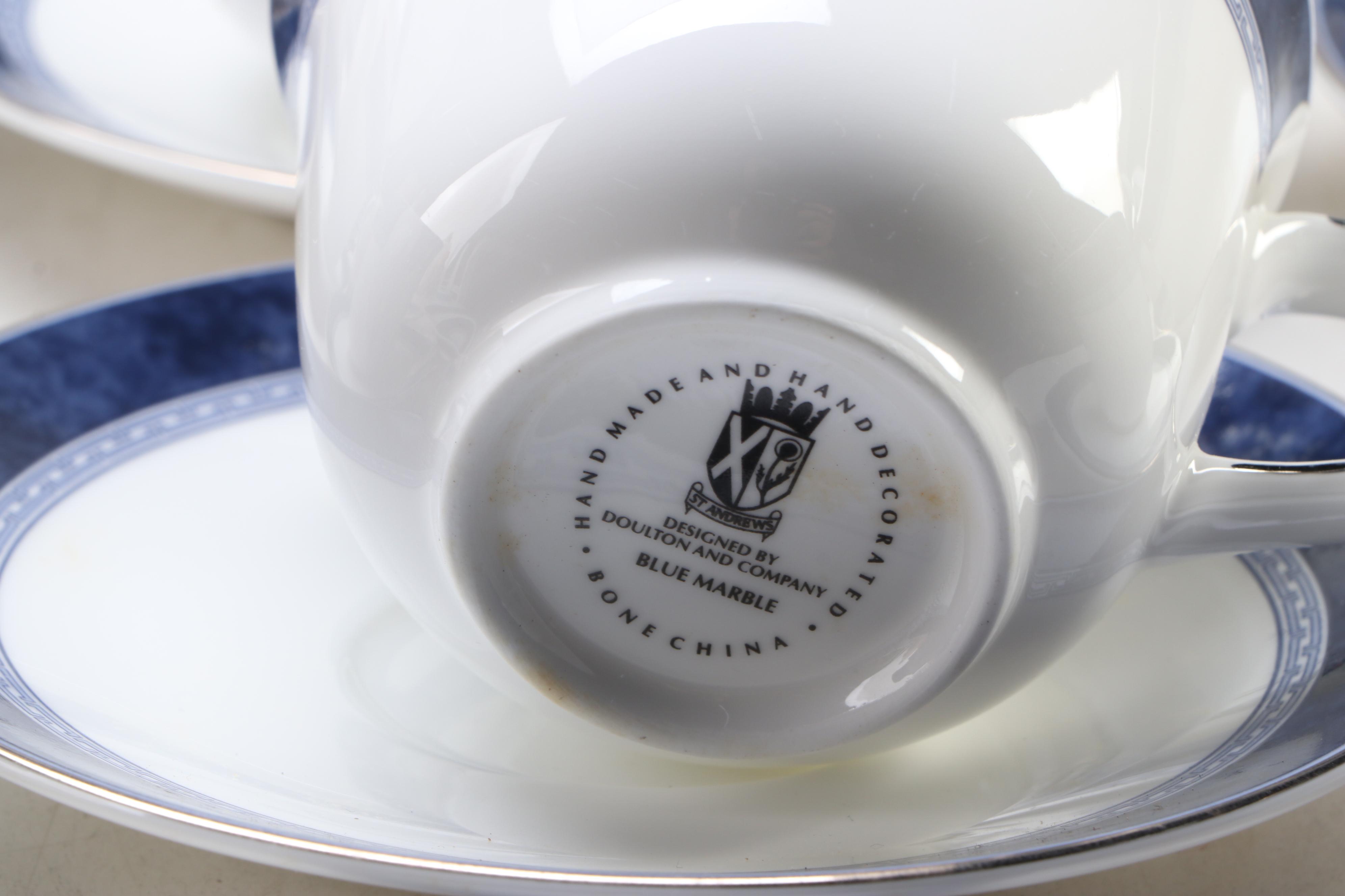 Doulton and Co. "Blue Marble" Bone China Dinnerware and Serving Pieces