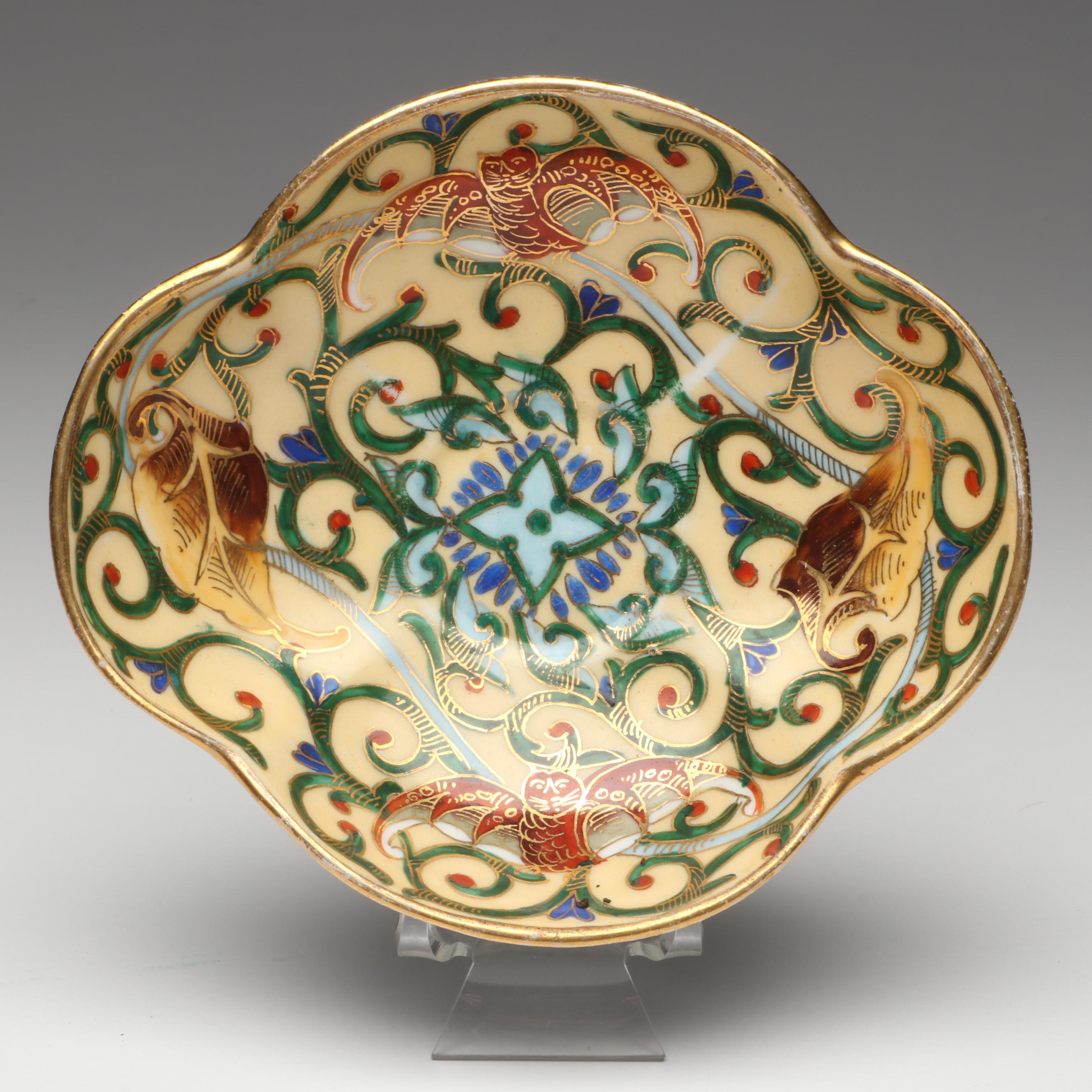 Continental Gilt Porcelain Teacups with Saucers