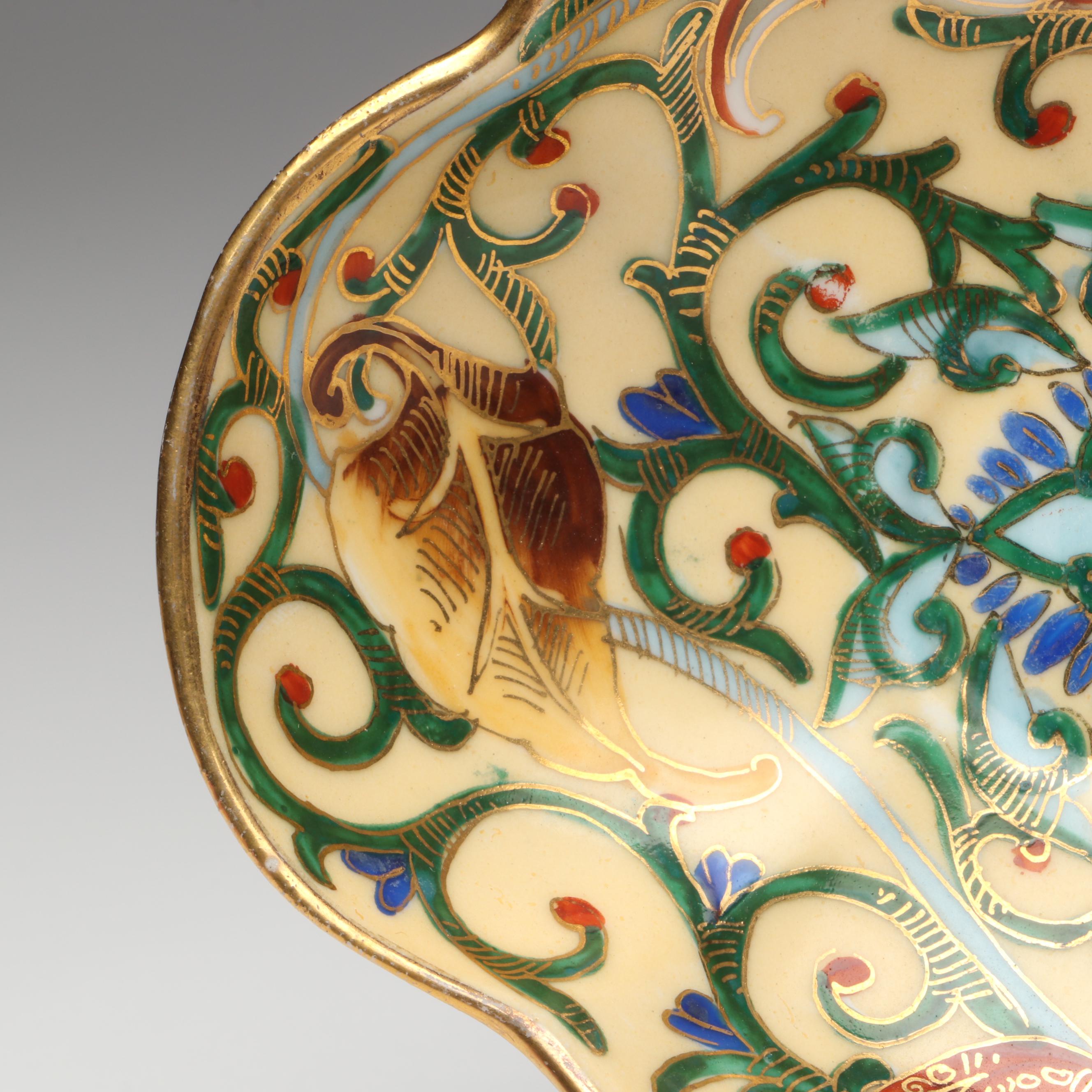 Continental Gilt Porcelain Teacups with Saucers