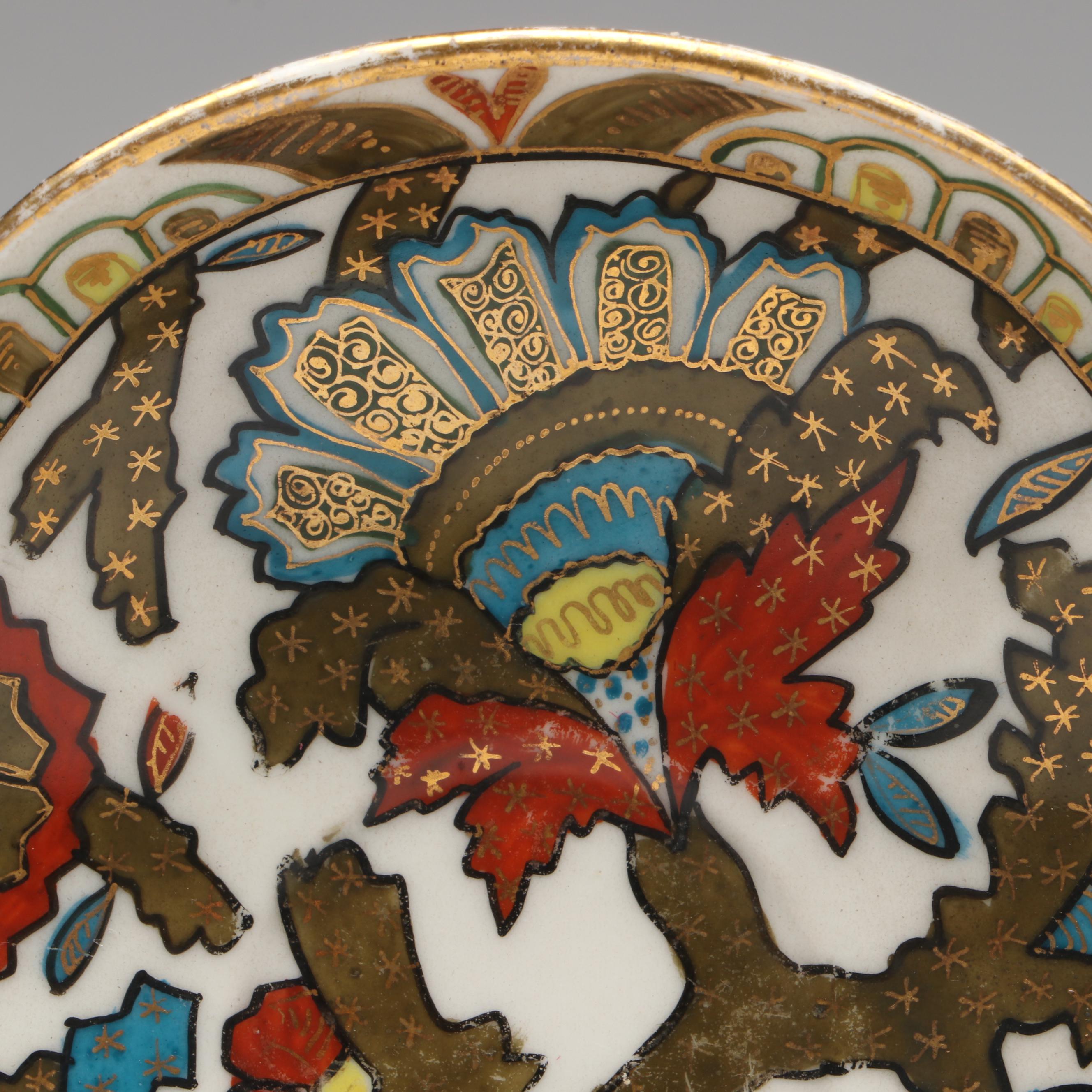 Continental Gilt Porcelain Teacups with Saucers