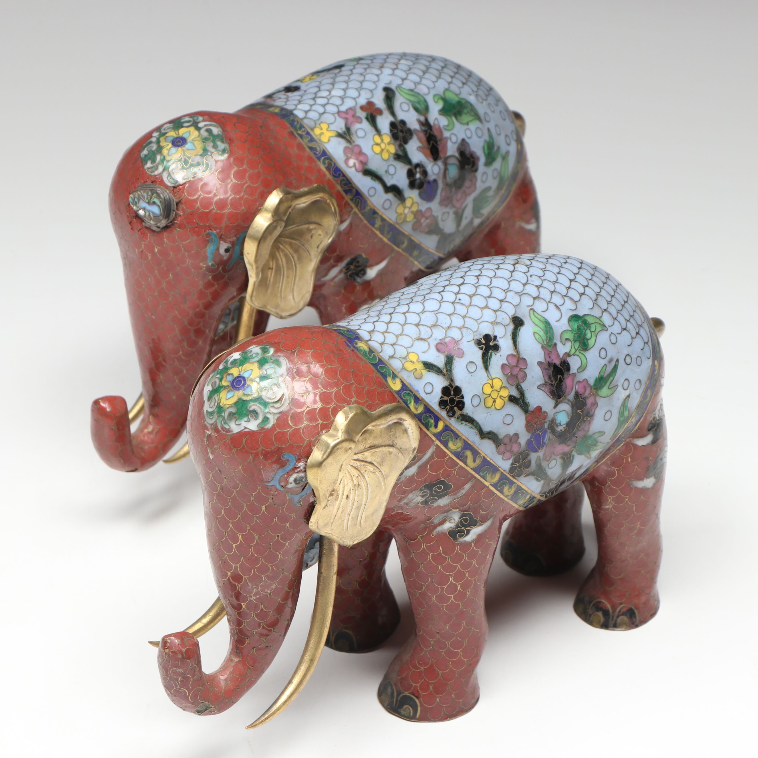 Cloisonné Elephant Pair