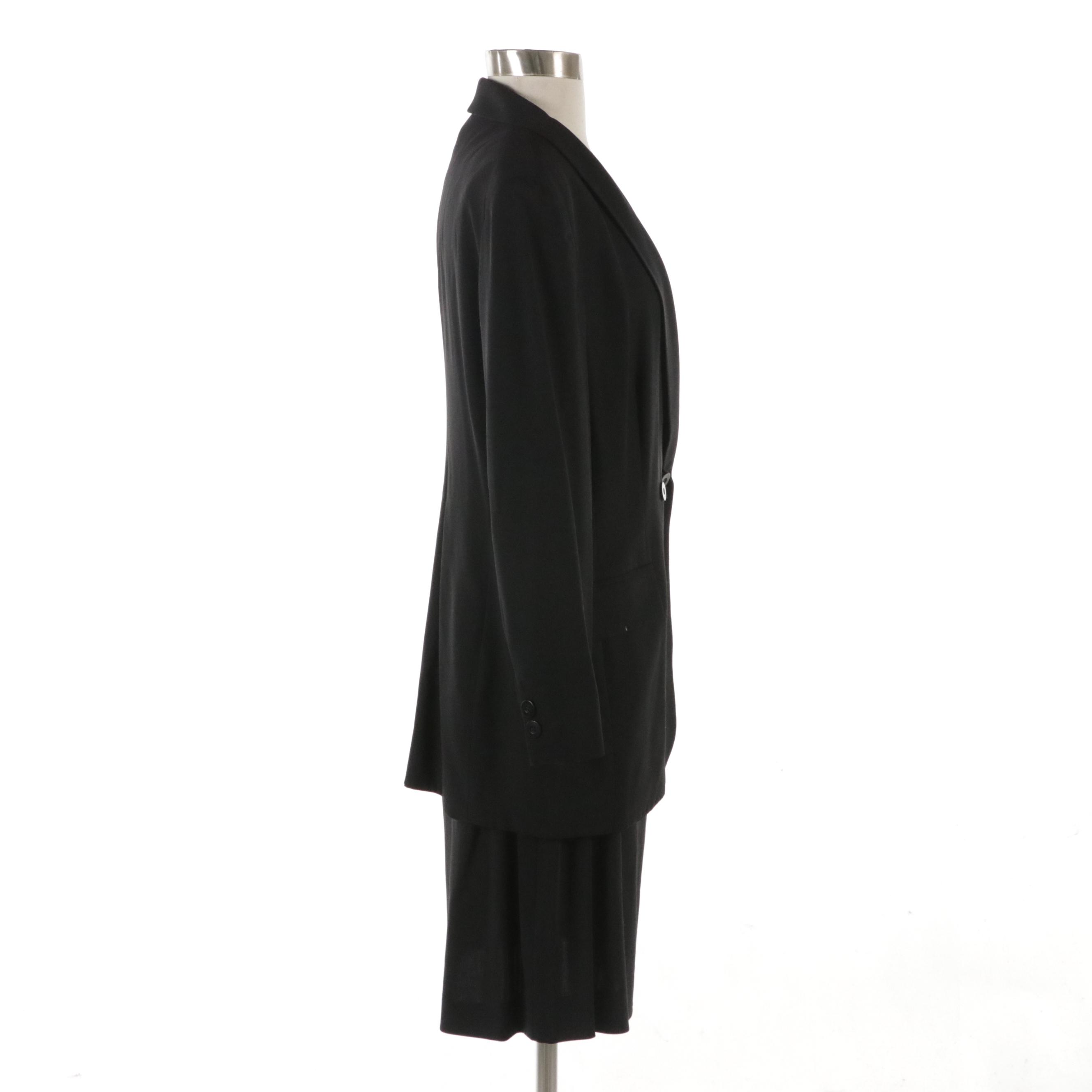 Escada by Margaretha Ley Black Double-Breasted Jacket and Pencil Skirt Suit Set