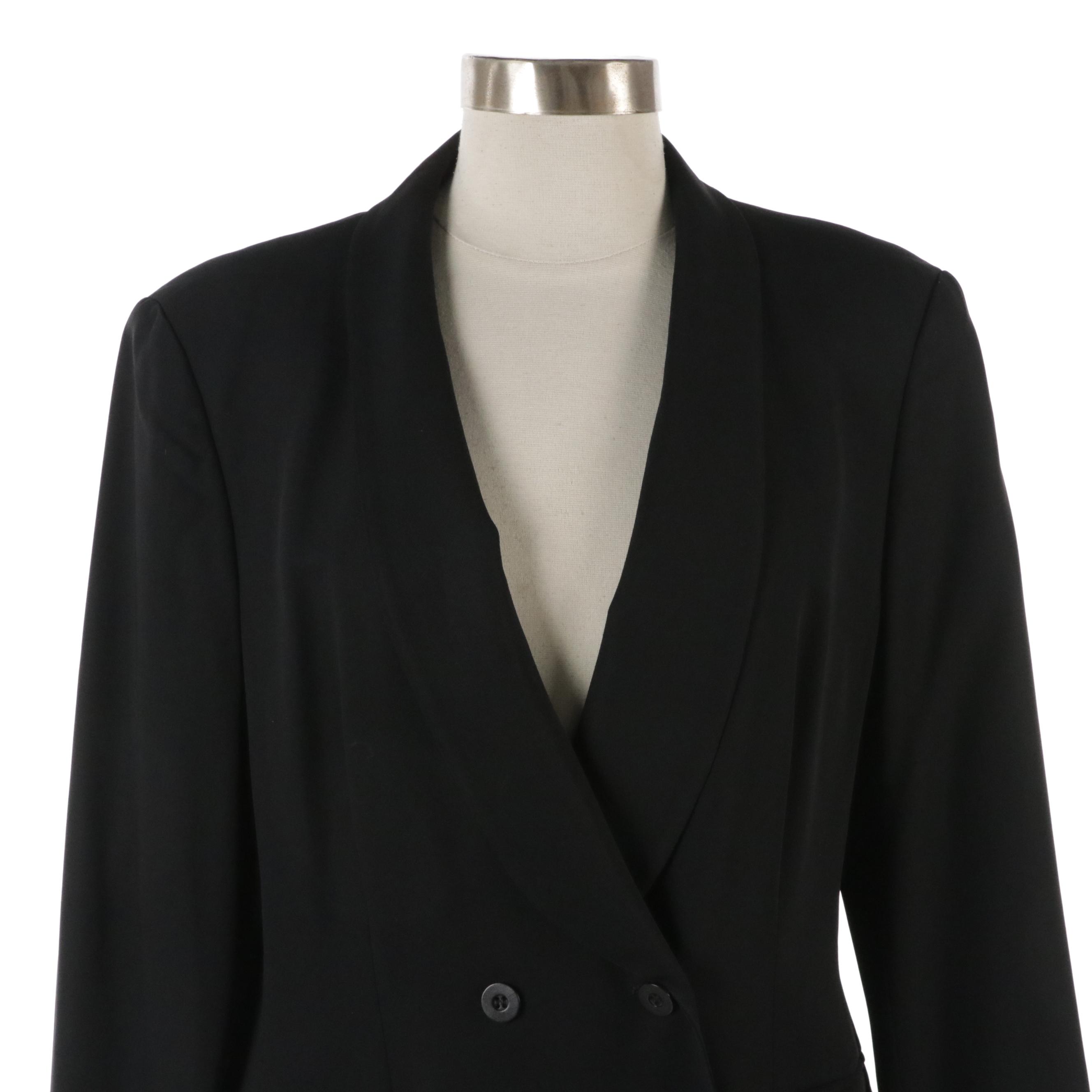 Escada by Margaretha Ley Black Double-Breasted Jacket and Pencil Skirt Suit Set