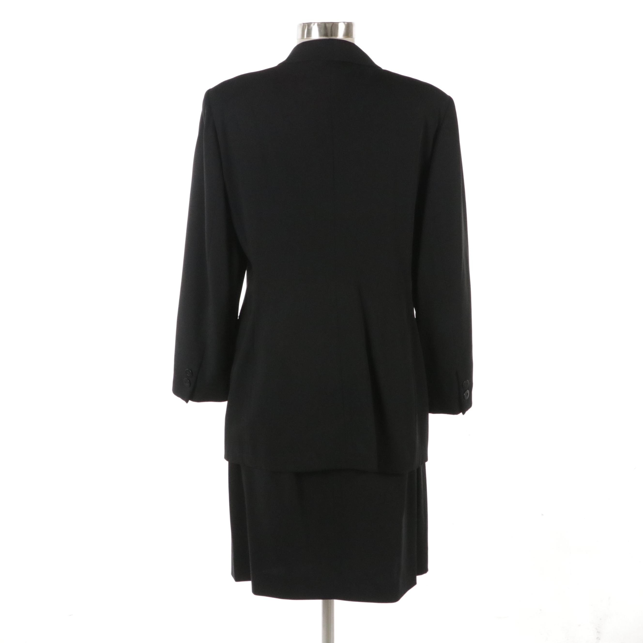 Escada by Margaretha Ley Black Double-Breasted Jacket and Pencil Skirt Suit Set