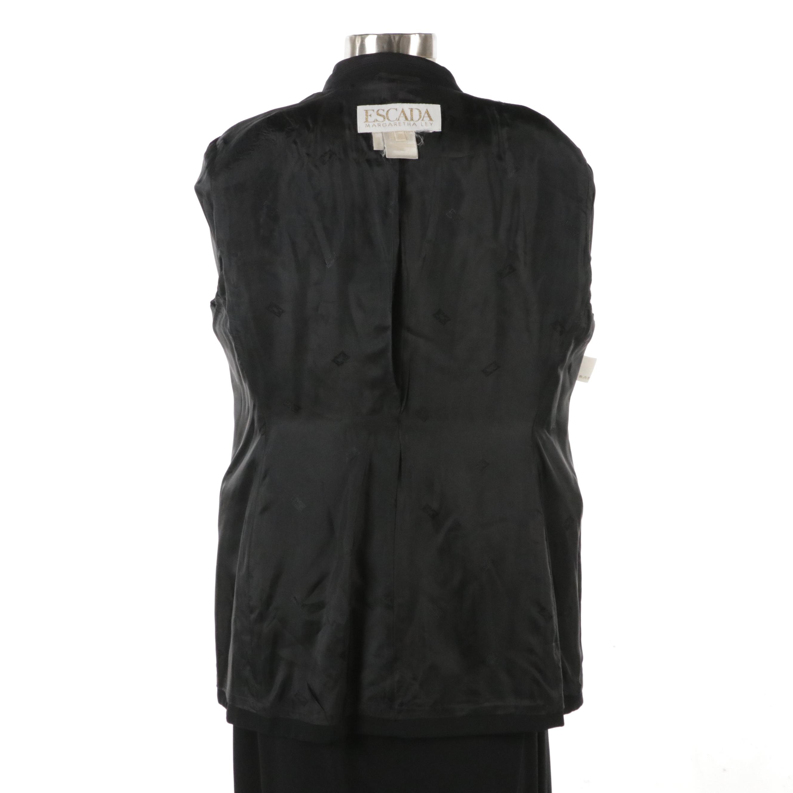 Escada by Margaretha Ley Black Double-Breasted Jacket and Pencil Skirt Suit Set
