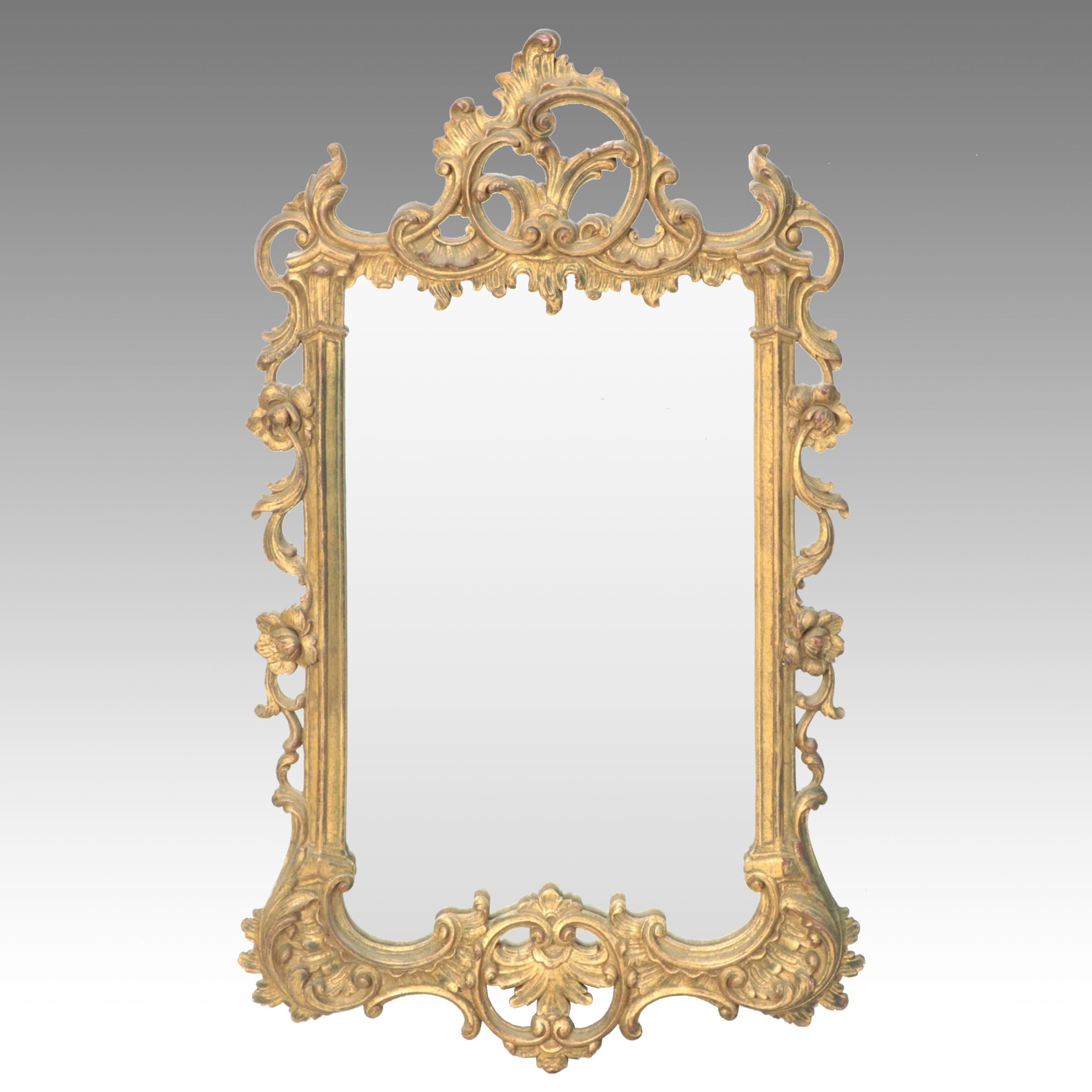 George III Style Gold Finish Wood Wall Mirror