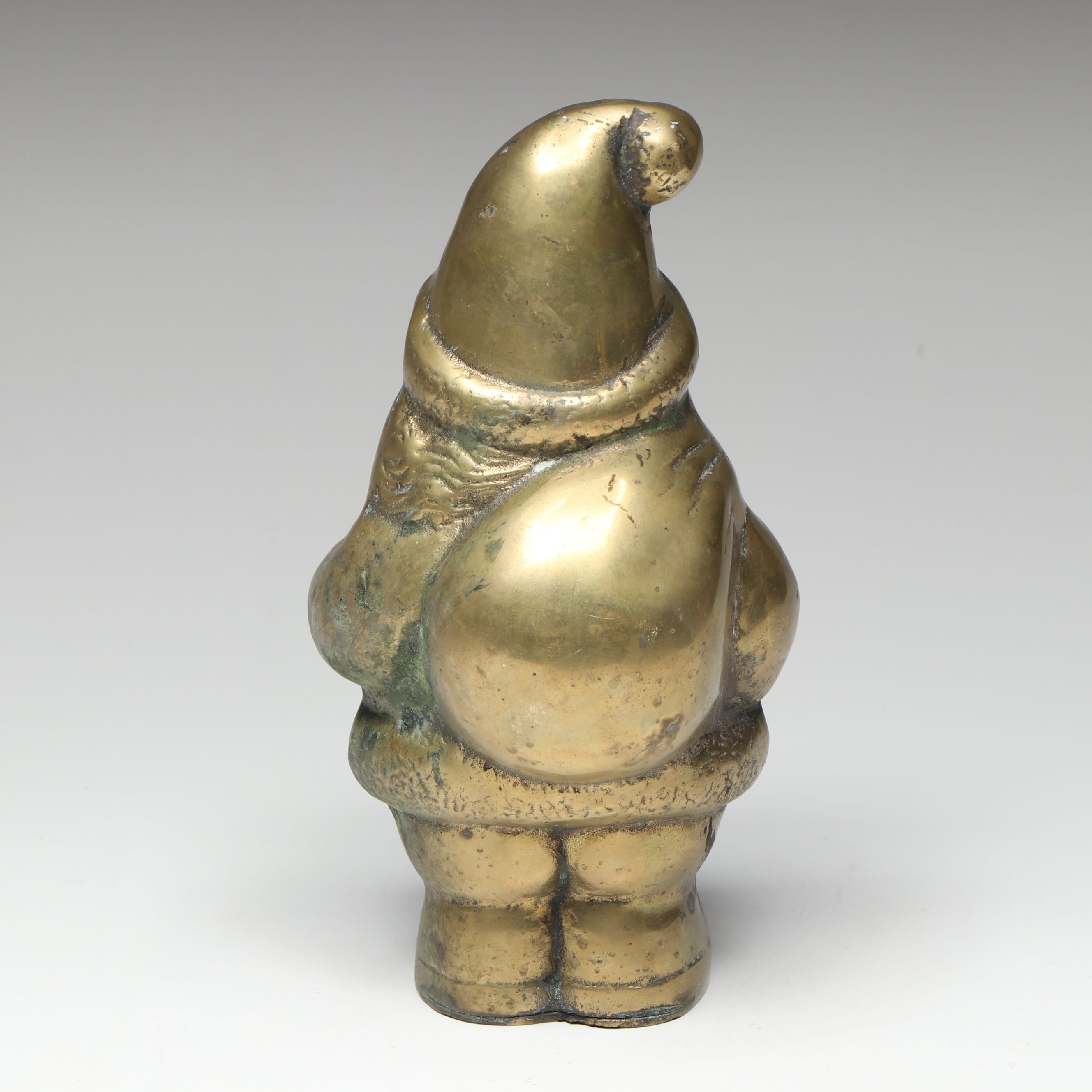 Cast Brass Santa Claus with Spun Glass Holiday Bells Ornament