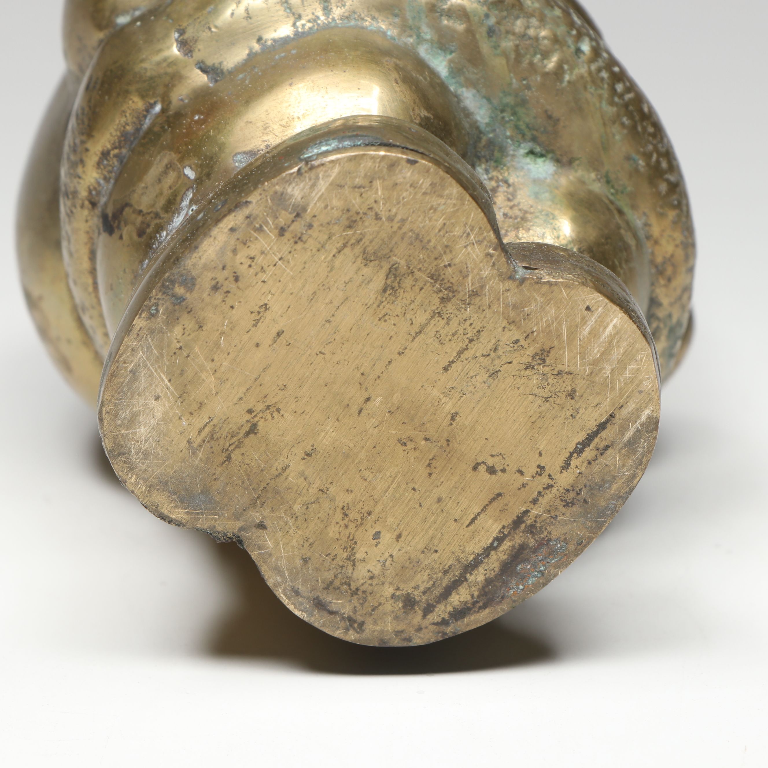 Cast Brass Santa Claus with Spun Glass Holiday Bells Ornament