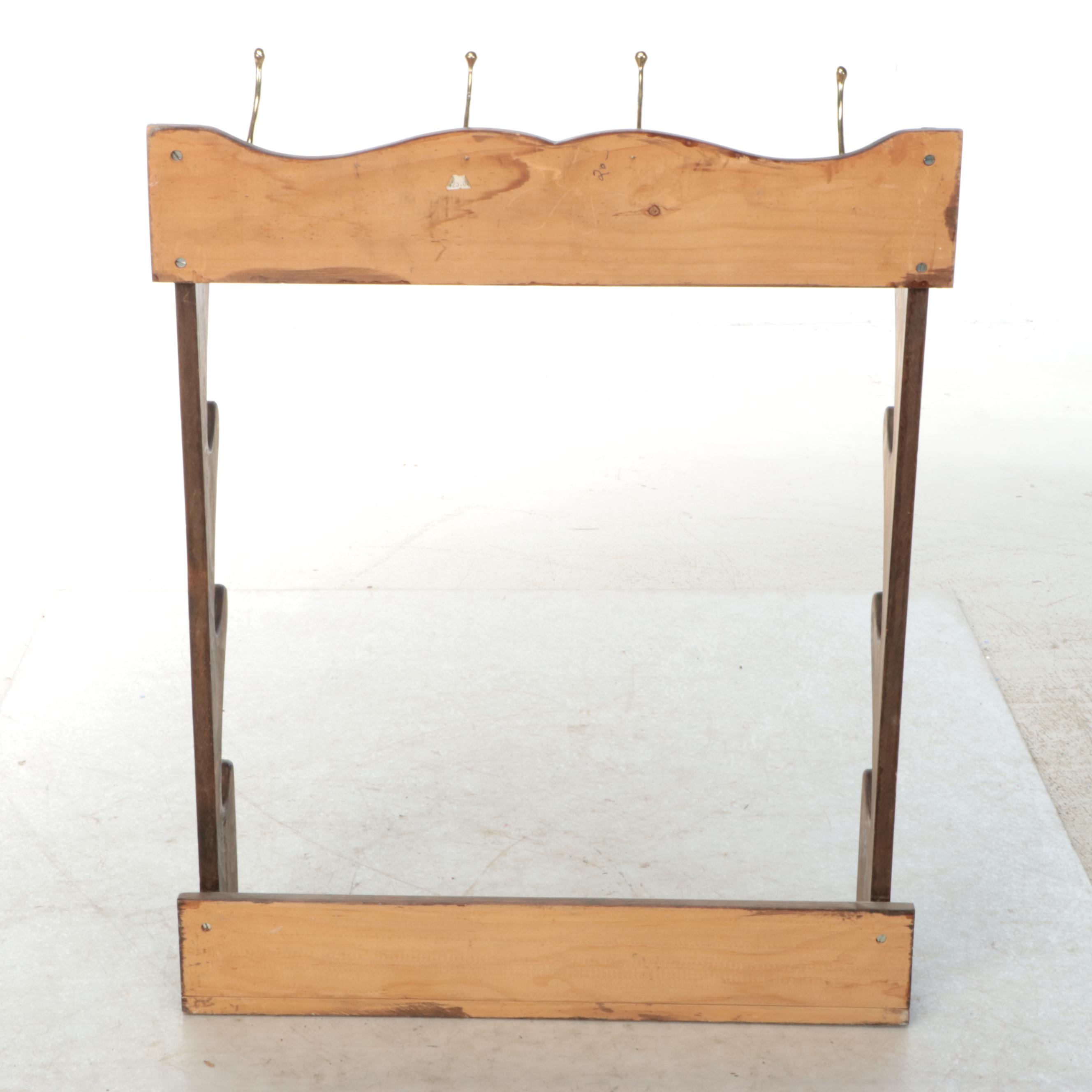 Craftsman Style Entryway Wood Coat Rack with Brass Hooks